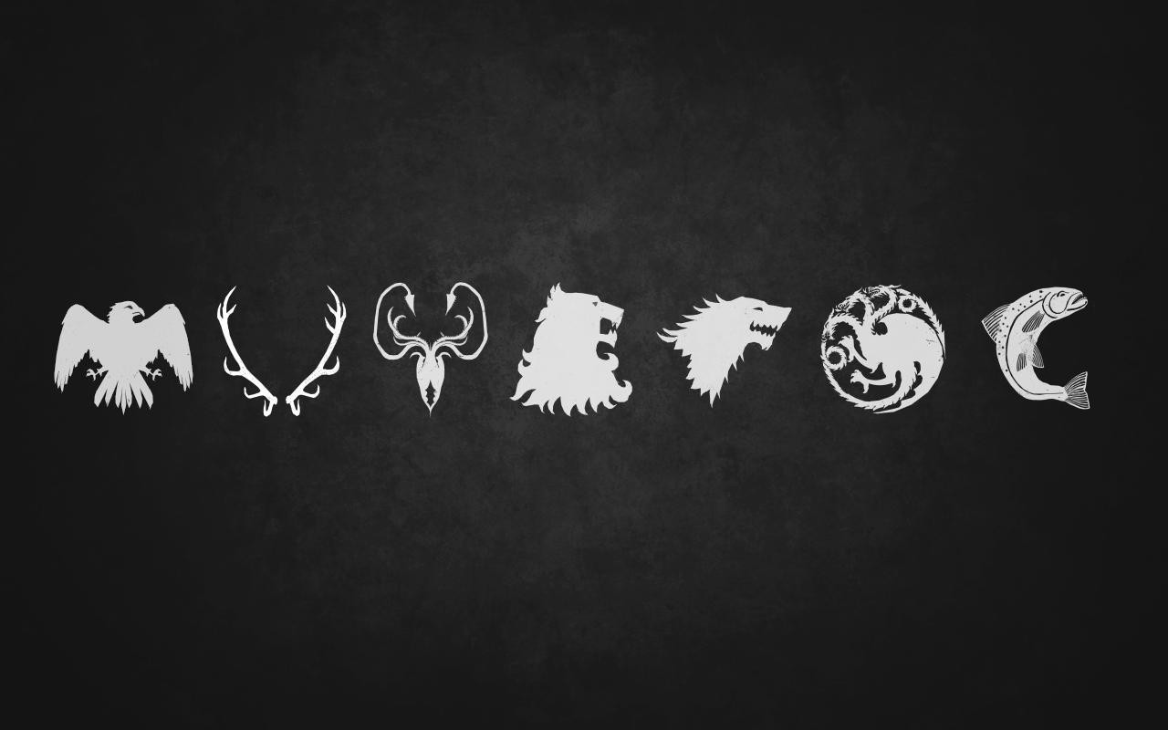 Game of Thrones sigils on a dark background HD Wallpaper