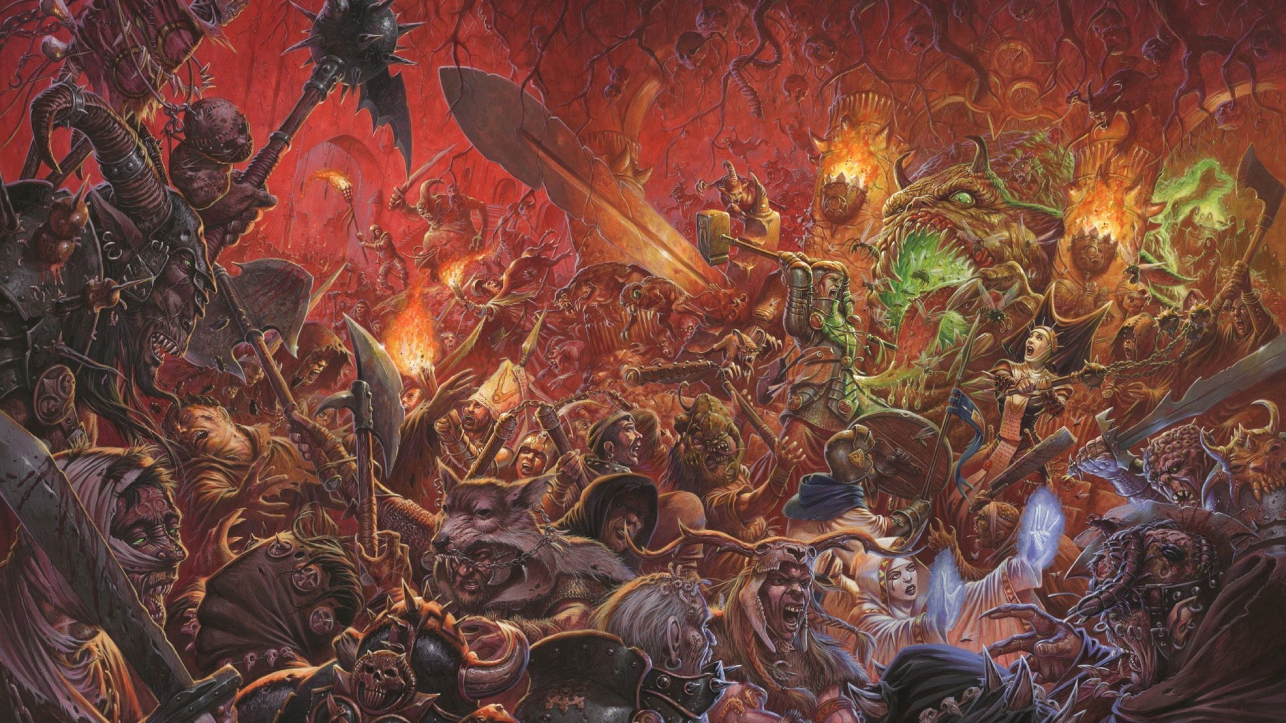 Chaos Warriors Battle in a Fiery Realm HD Wallpaper