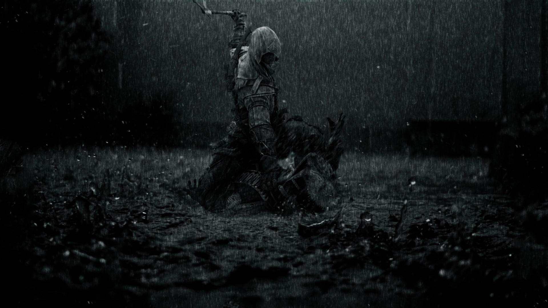 Assassin's Creed character in the rain HD Wallpaper