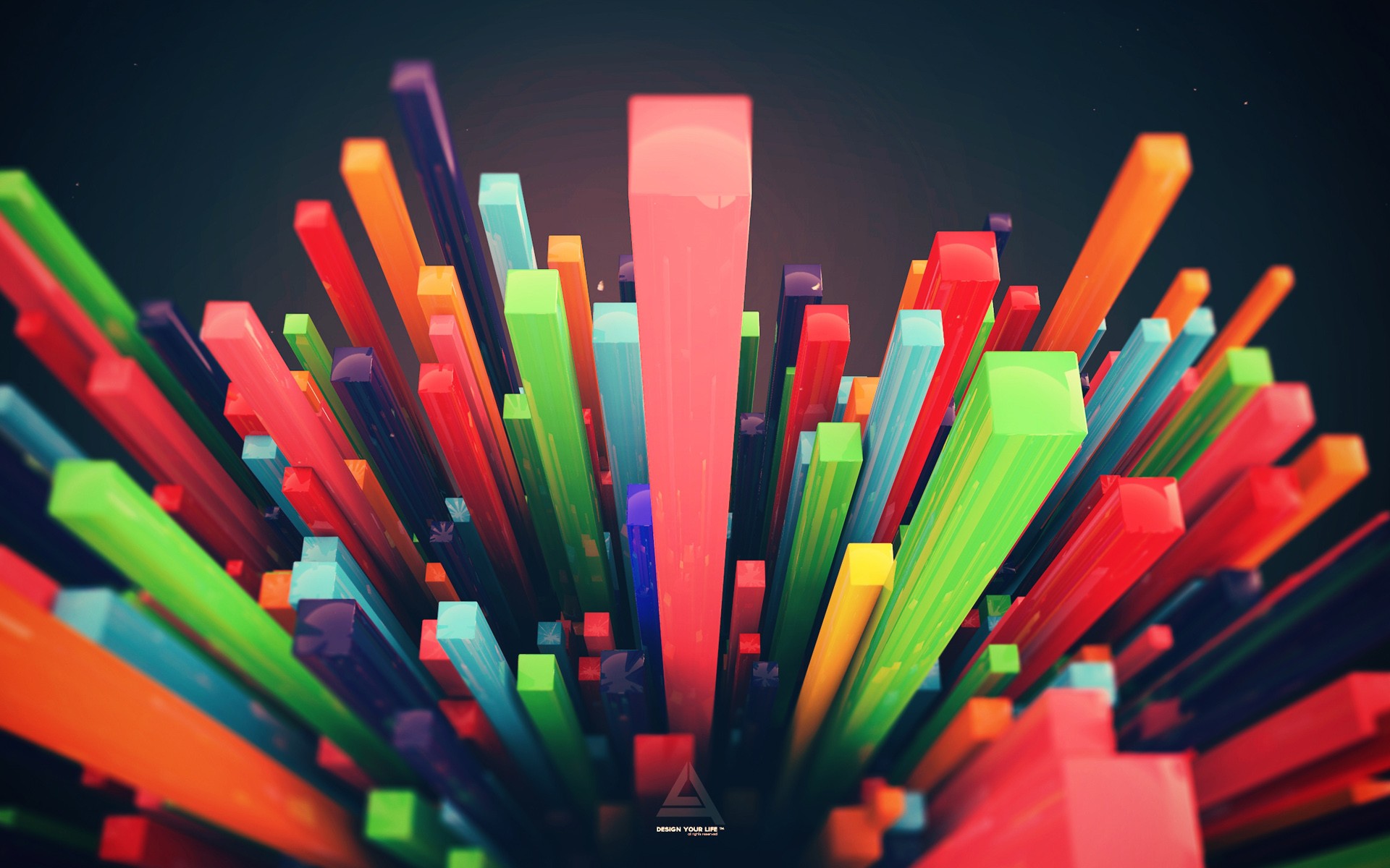 Abstract 3D render of colorful rods HD Wallpaper