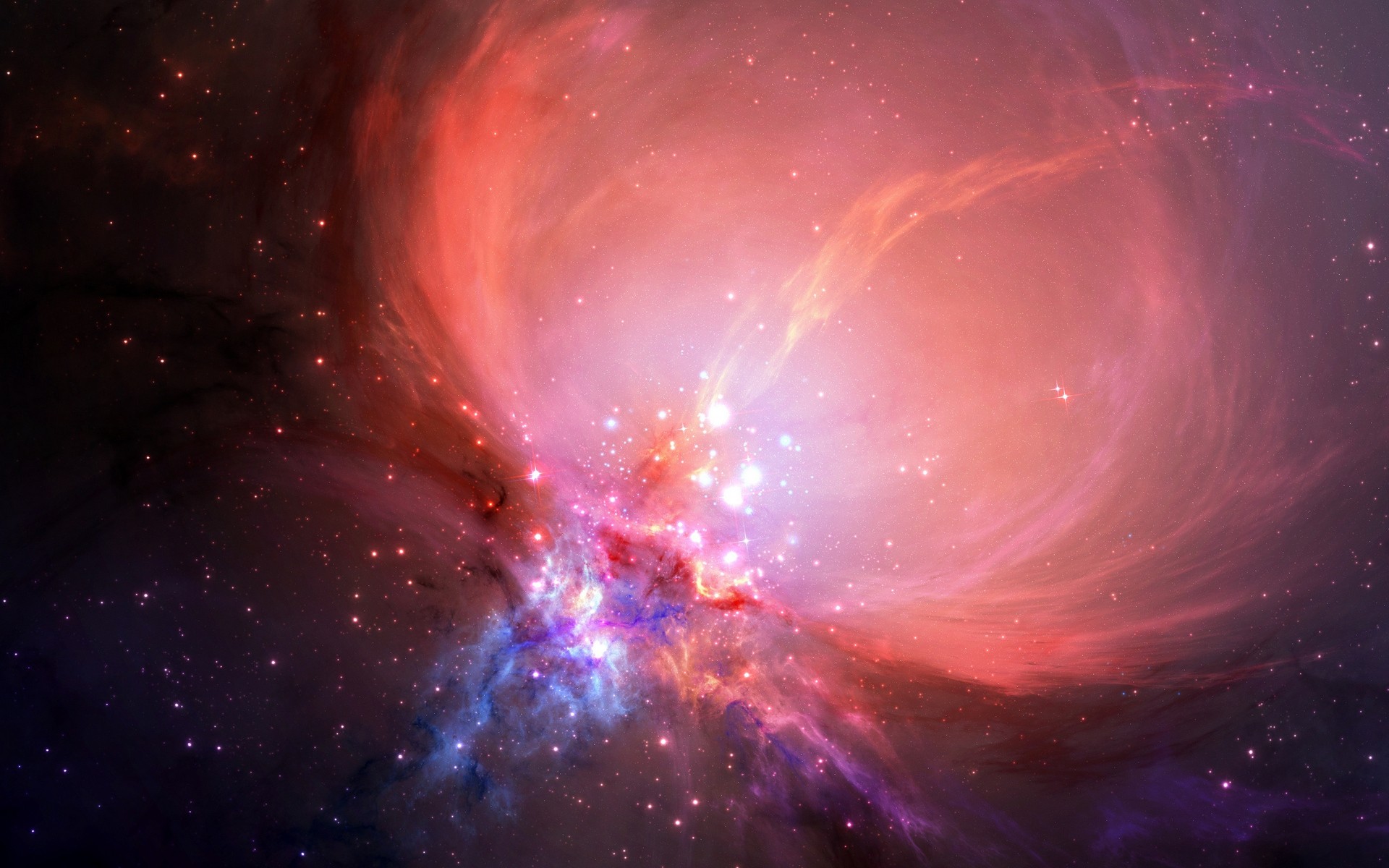 Vibrant nebula with stars in deep space HD Wallpaper