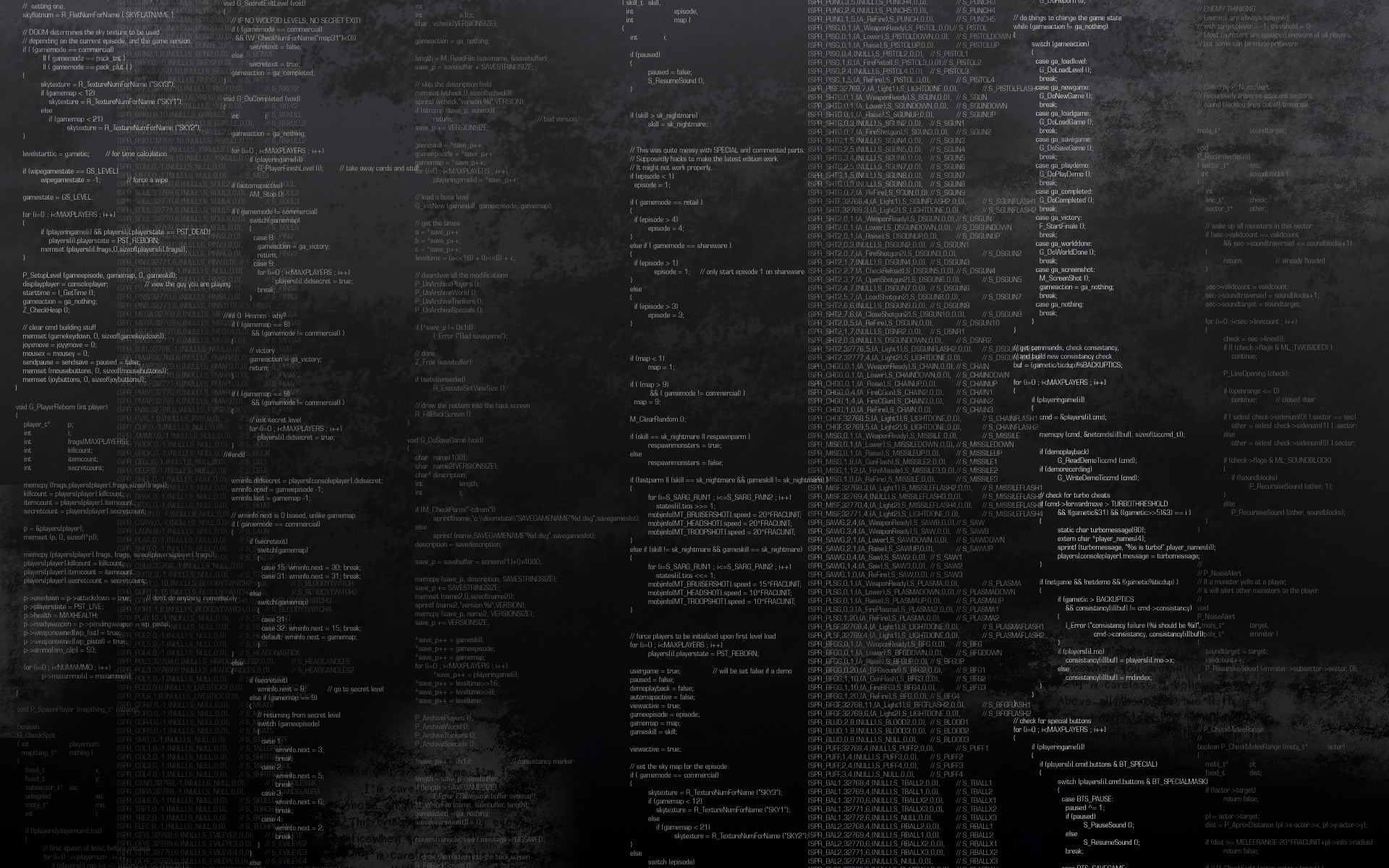 Computer code displayed on a dark, textured background HD Wallpaper