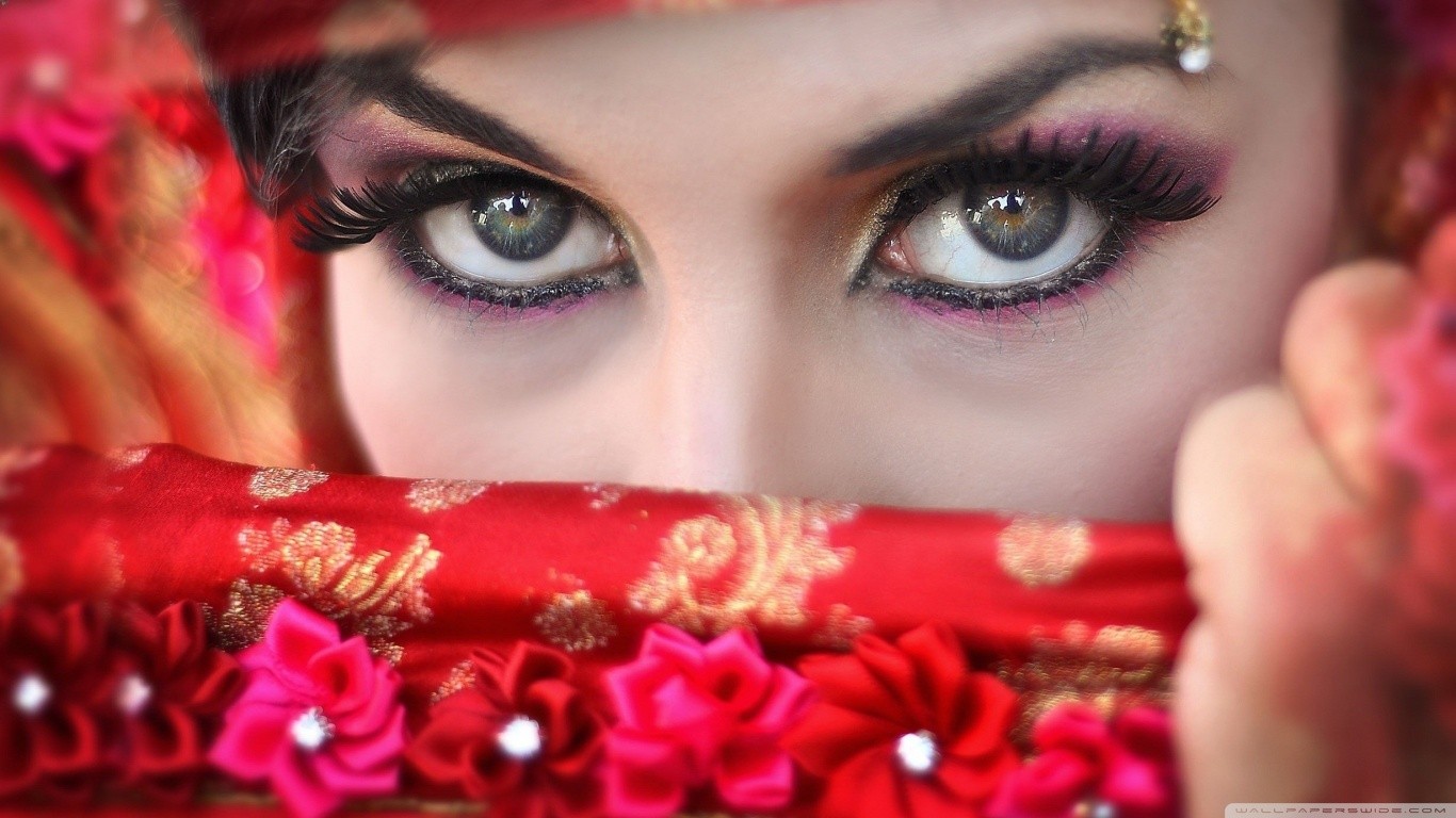 Close-up portrait of a woman's eyes with veil HD Wallpaper