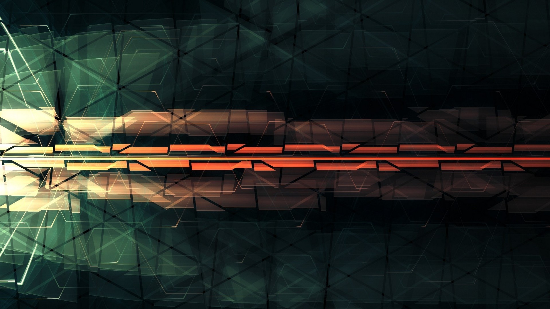 Abstract geometric pattern with orange and green light HD Wallpaper