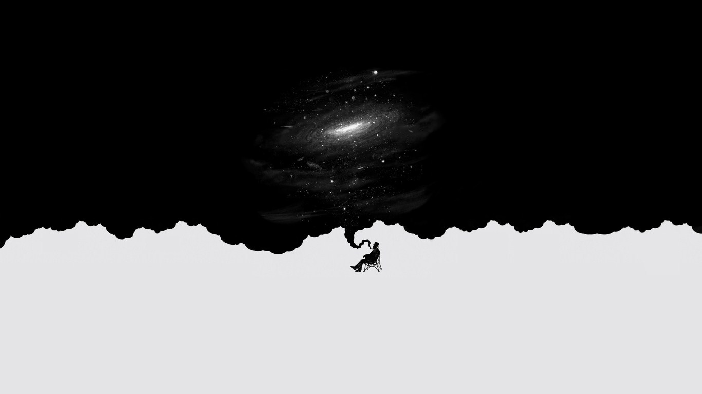 Silhouette smoking a pipe with galaxy smoke HD Wallpaper
