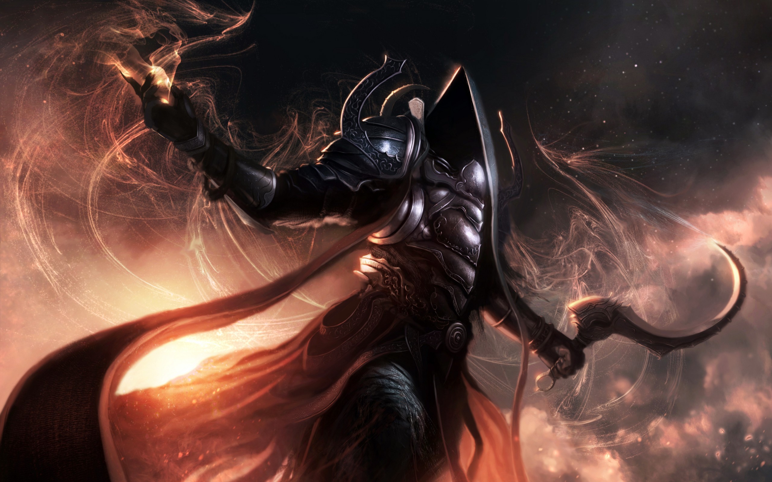 Diablo III Character with Fiery Aura HD Wallpaper