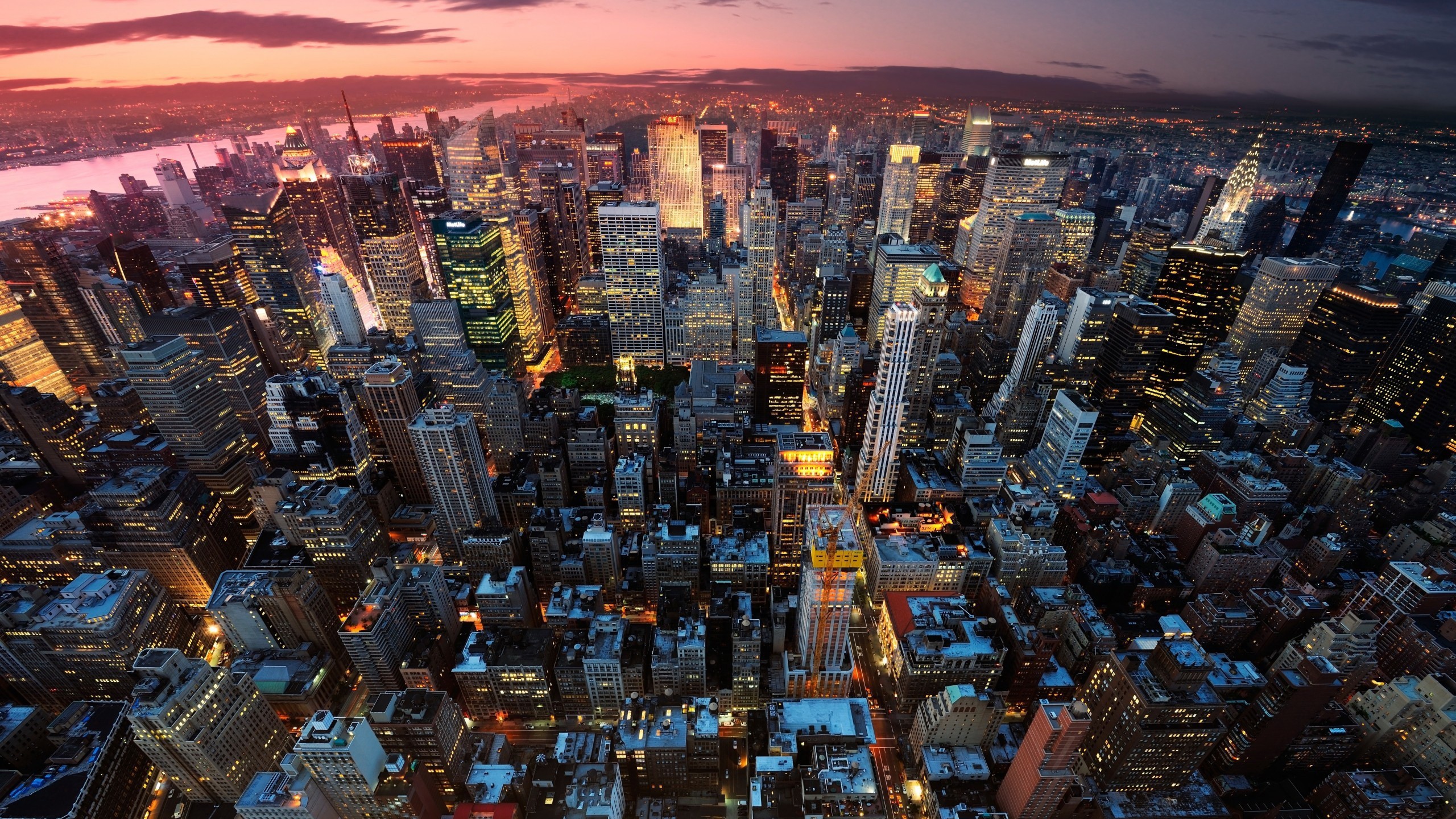 New York City Skyline at Dusk HD Wallpaper