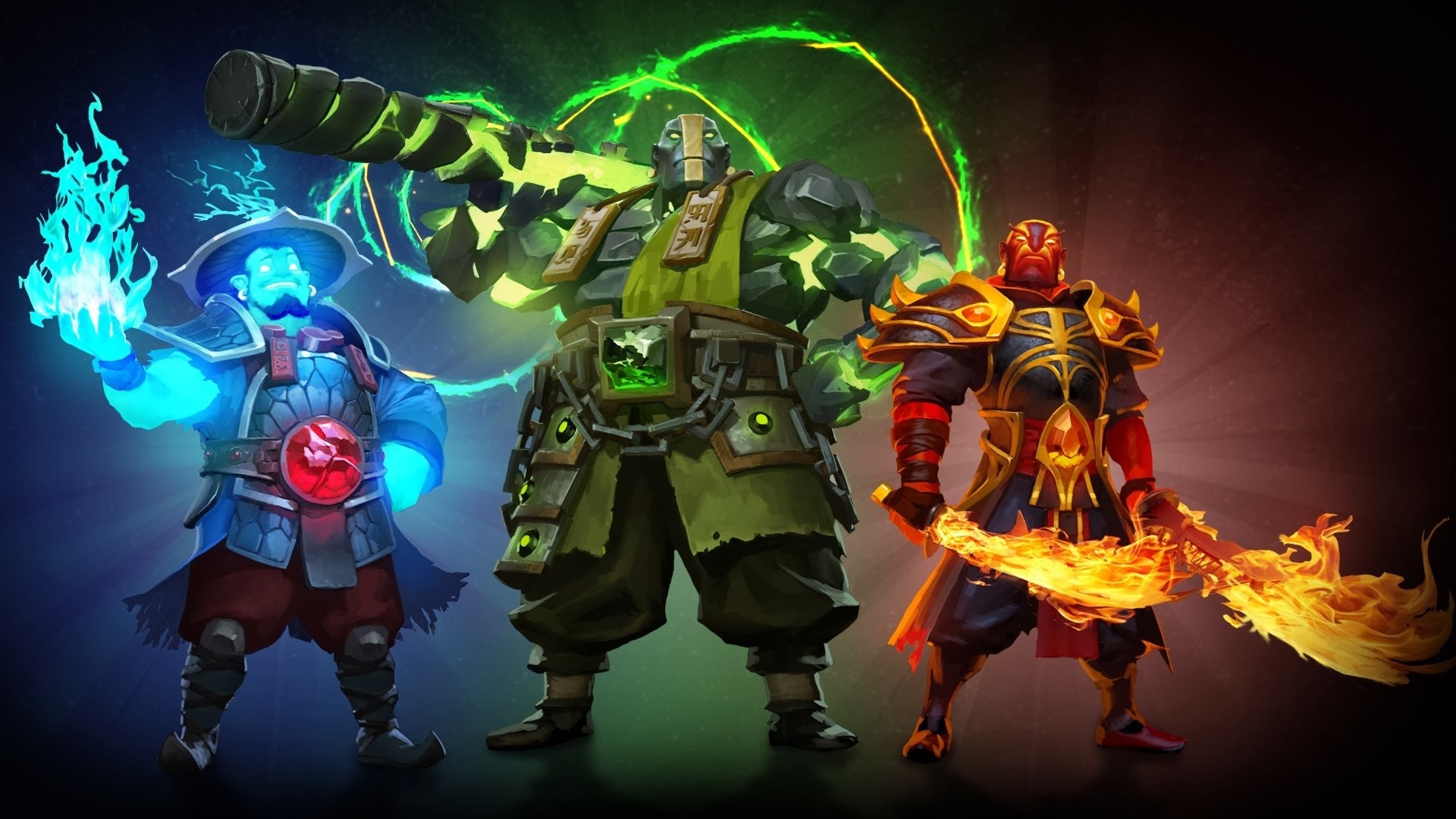 Three Dota 2 heroes with elemental powers HD Wallpaper