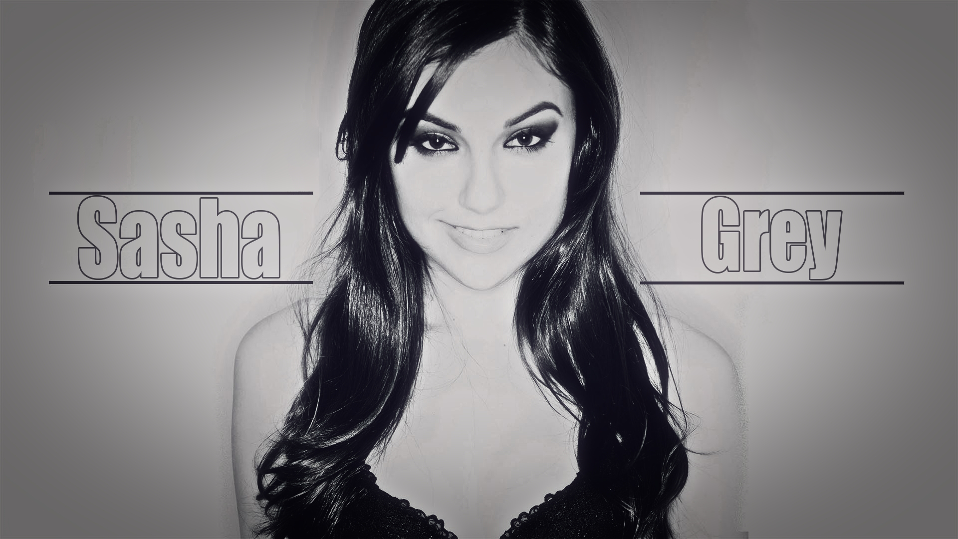 Sasha Grey portrait with text overlay HD Wallpaper