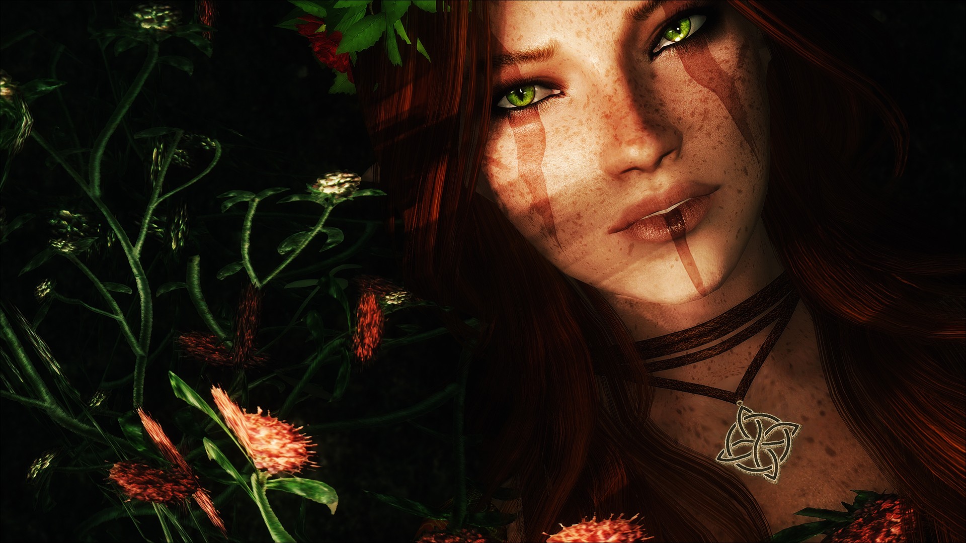 The Elder Scrolls V: Skyrim Elf with Flowers HD Wallpaper