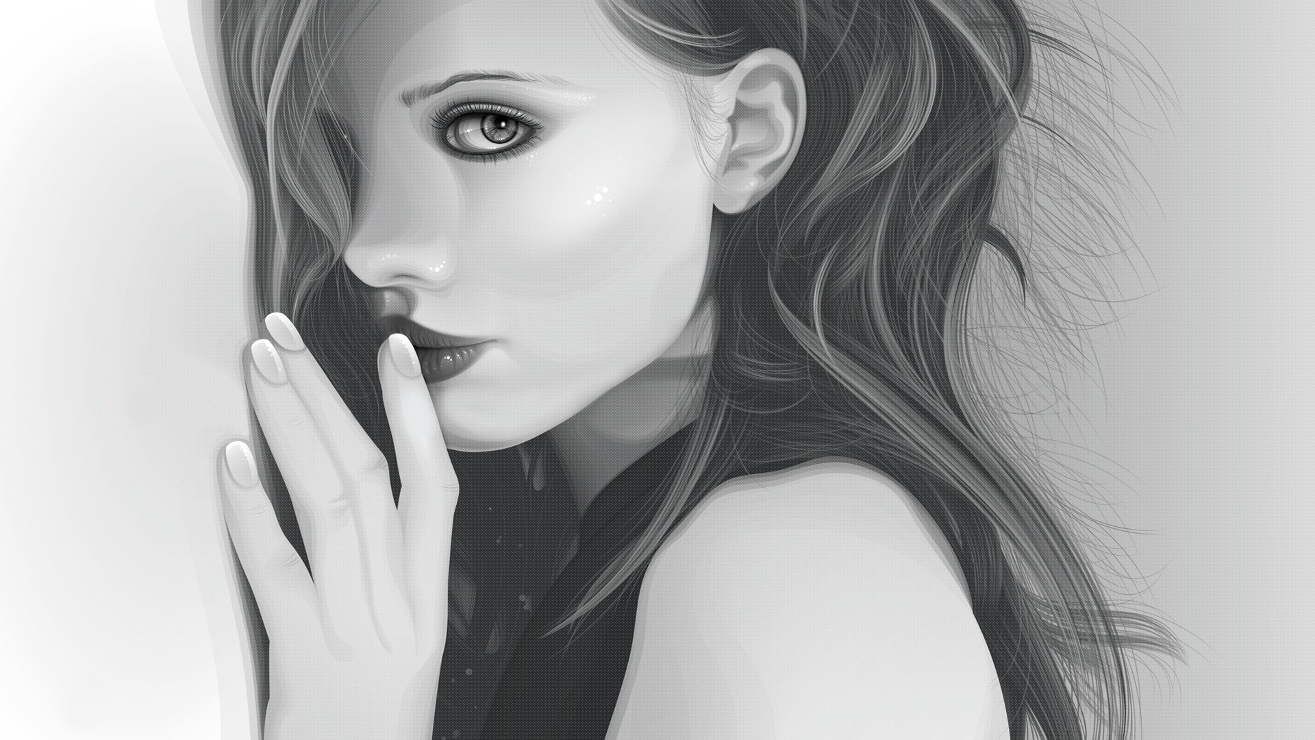 Monochrome portrait artwork of Kate Beckinsale HD Wallpaper