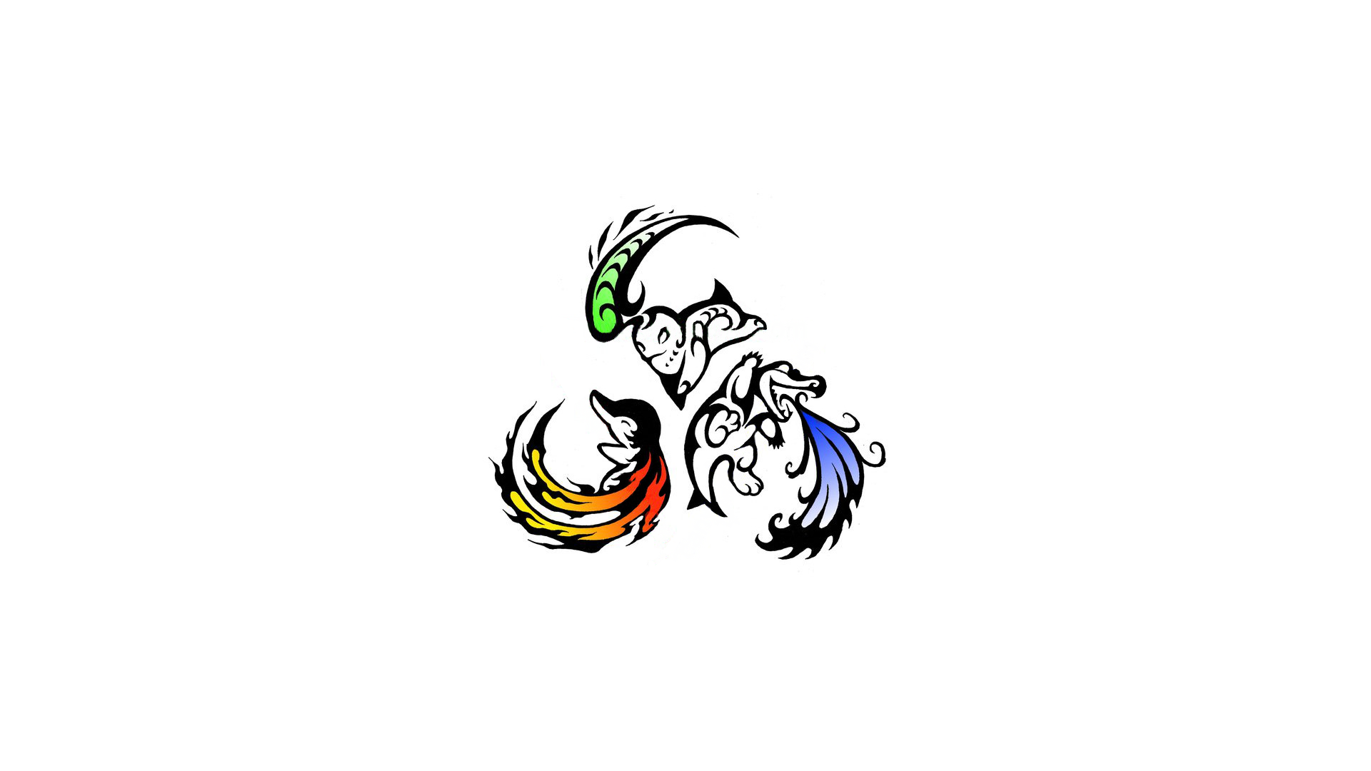 Tribal Pokémon: Cyndaquil, Totodile, and Chikorita HD Wallpaper