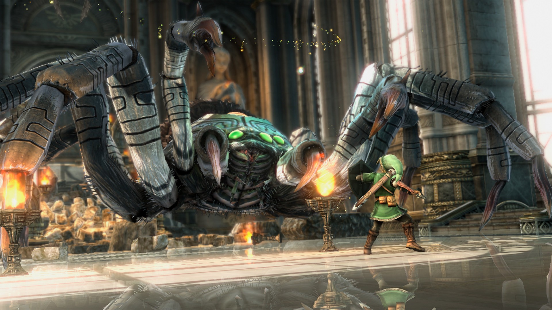 Link fights a giant spider in The Legend of Zelda HD Wallpaper