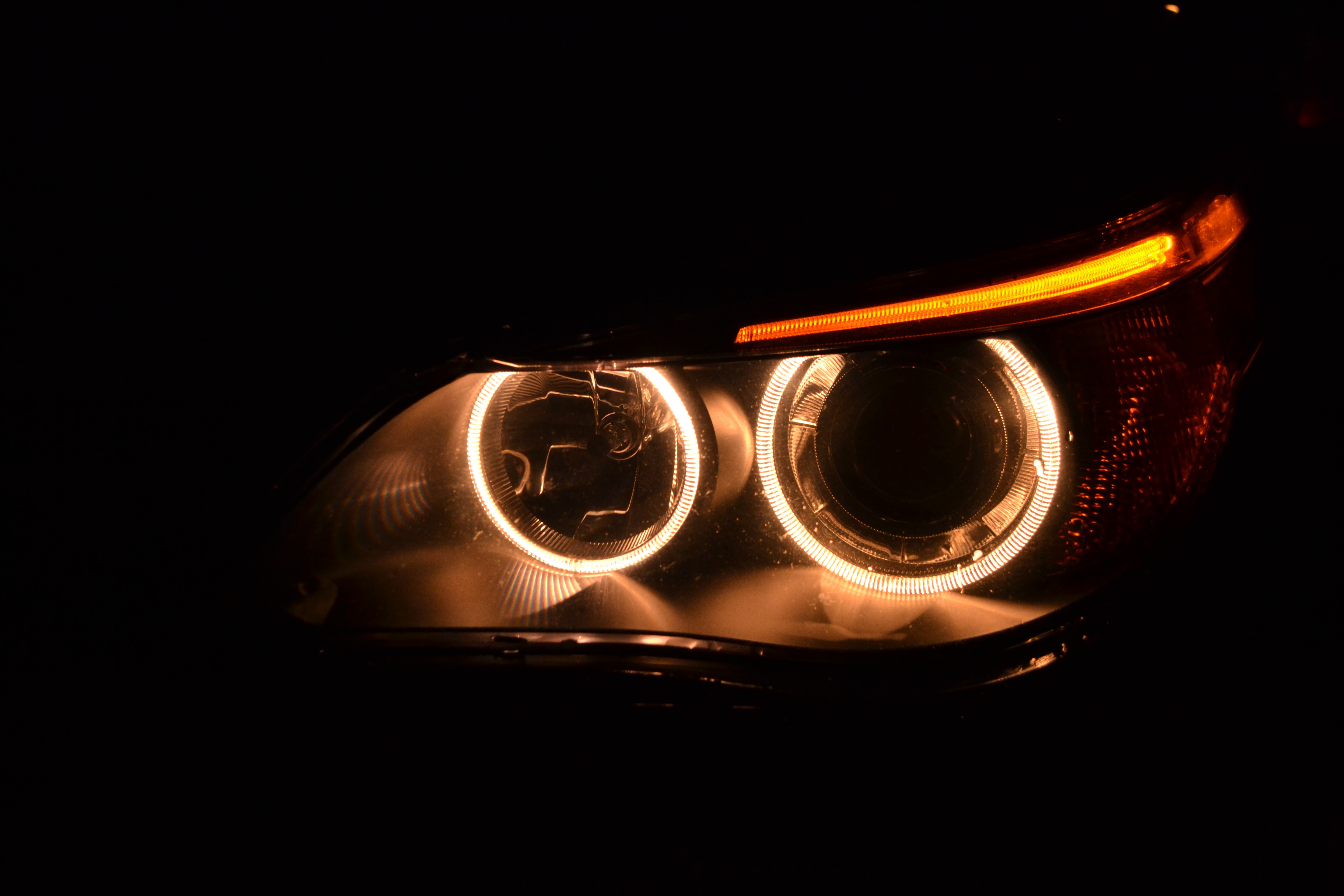 BMW 525d Car Headlights HD Wallpaper