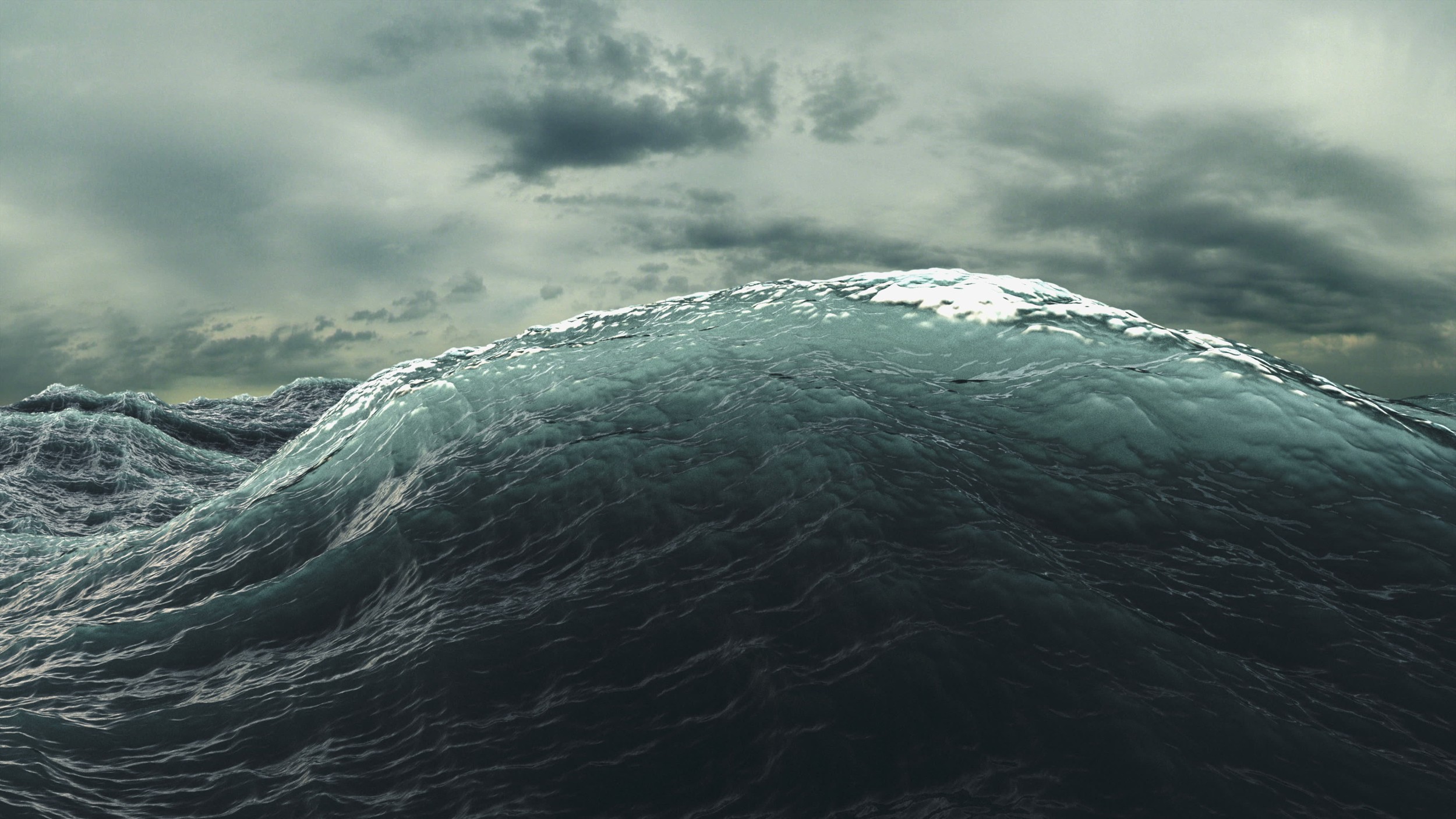 Stormy sea with large waves HD Wallpaper