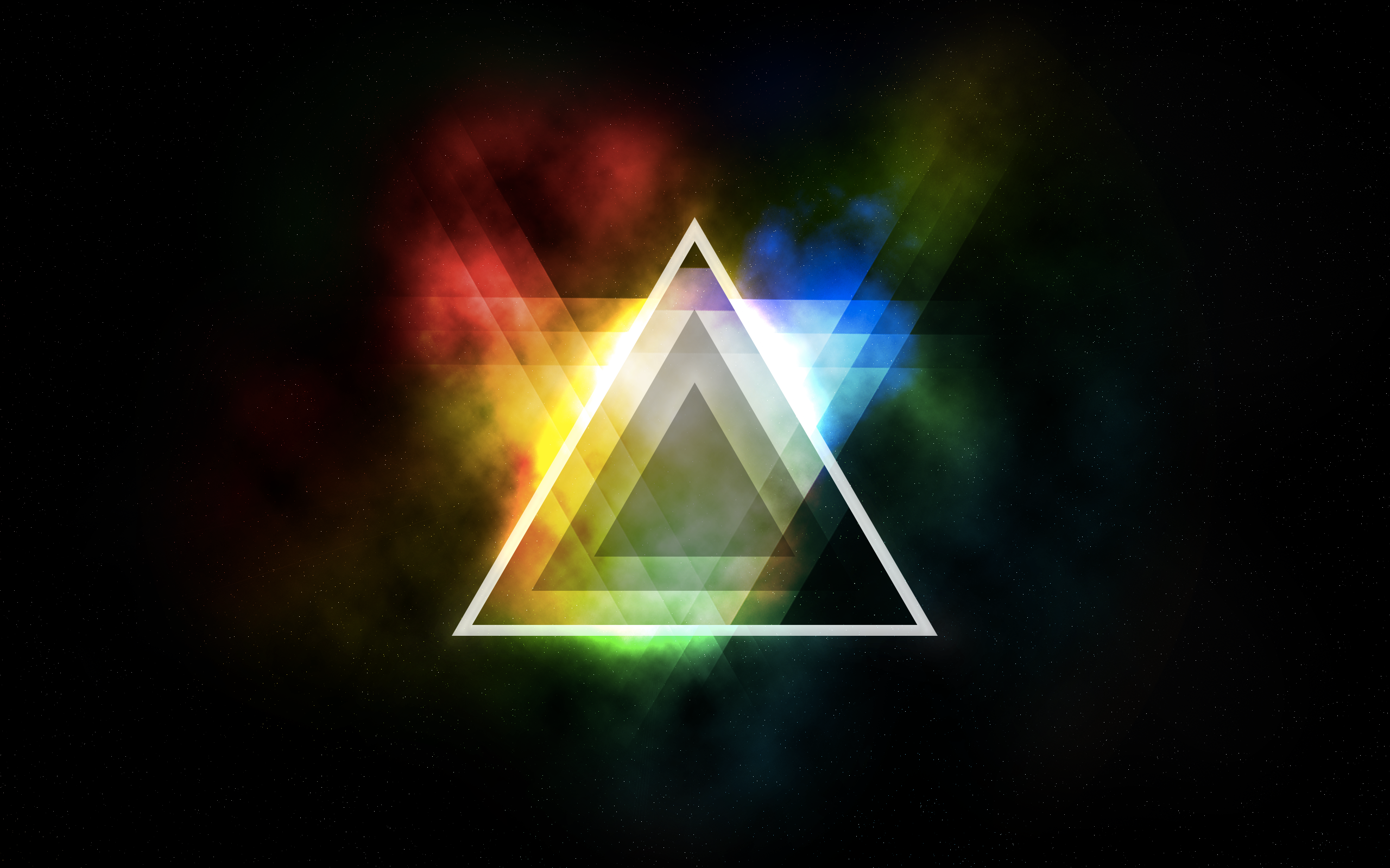 Abstract colorful triangles in space HD Wallpaper