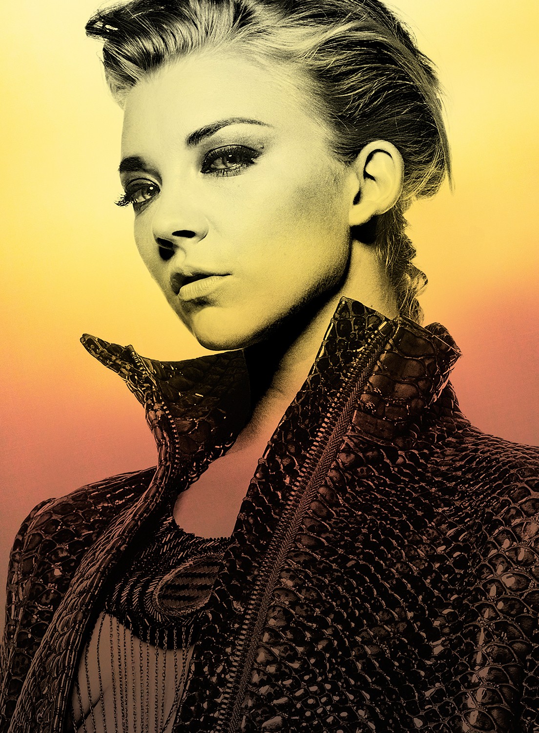 Natalie Dormer in a textured jacket HD Wallpaper
