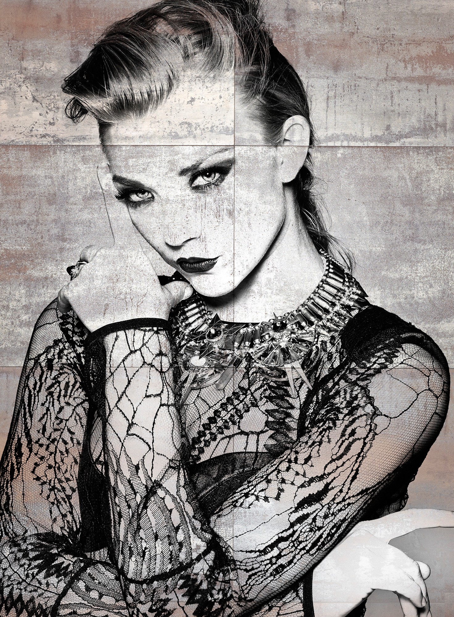 Natalie Dormer in a black lace dress and statement necklace HD Wallpaper