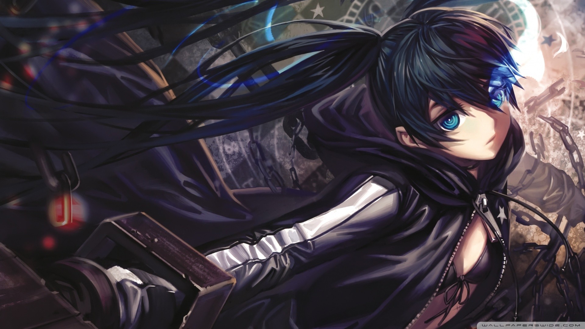 Black Rock Shooter anime girl with blue eyes HD Wallpaper