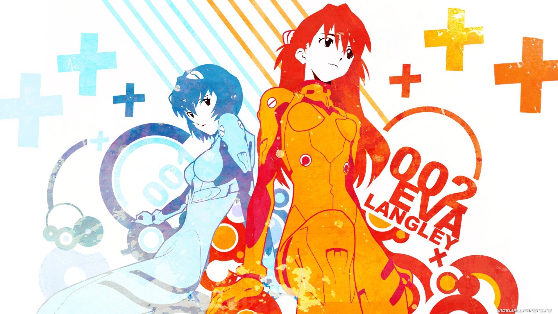 Asuka Langley Soryu and Rei Ayanami from Neon Genesis Evangelion HD Wallpaper