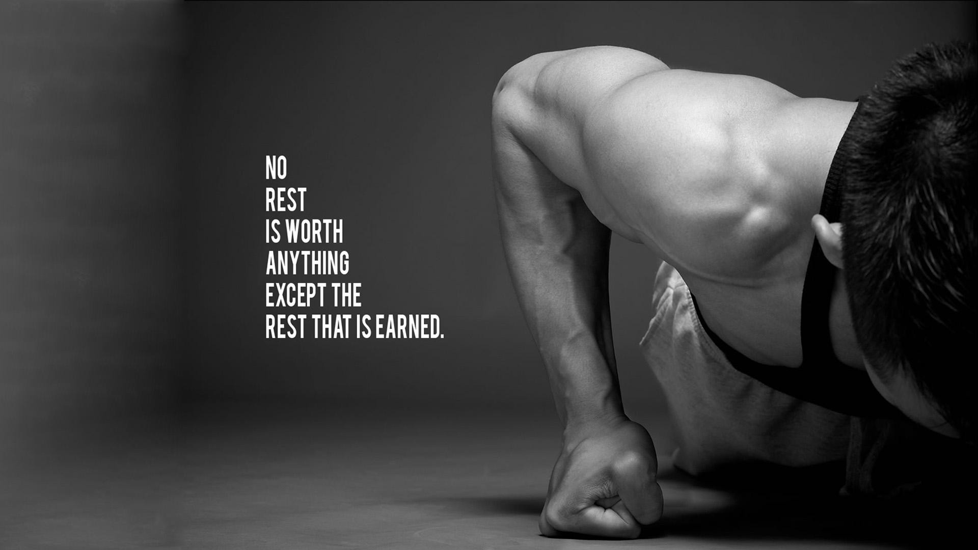 Man doing push-ups with motivational quote HD Wallpaper