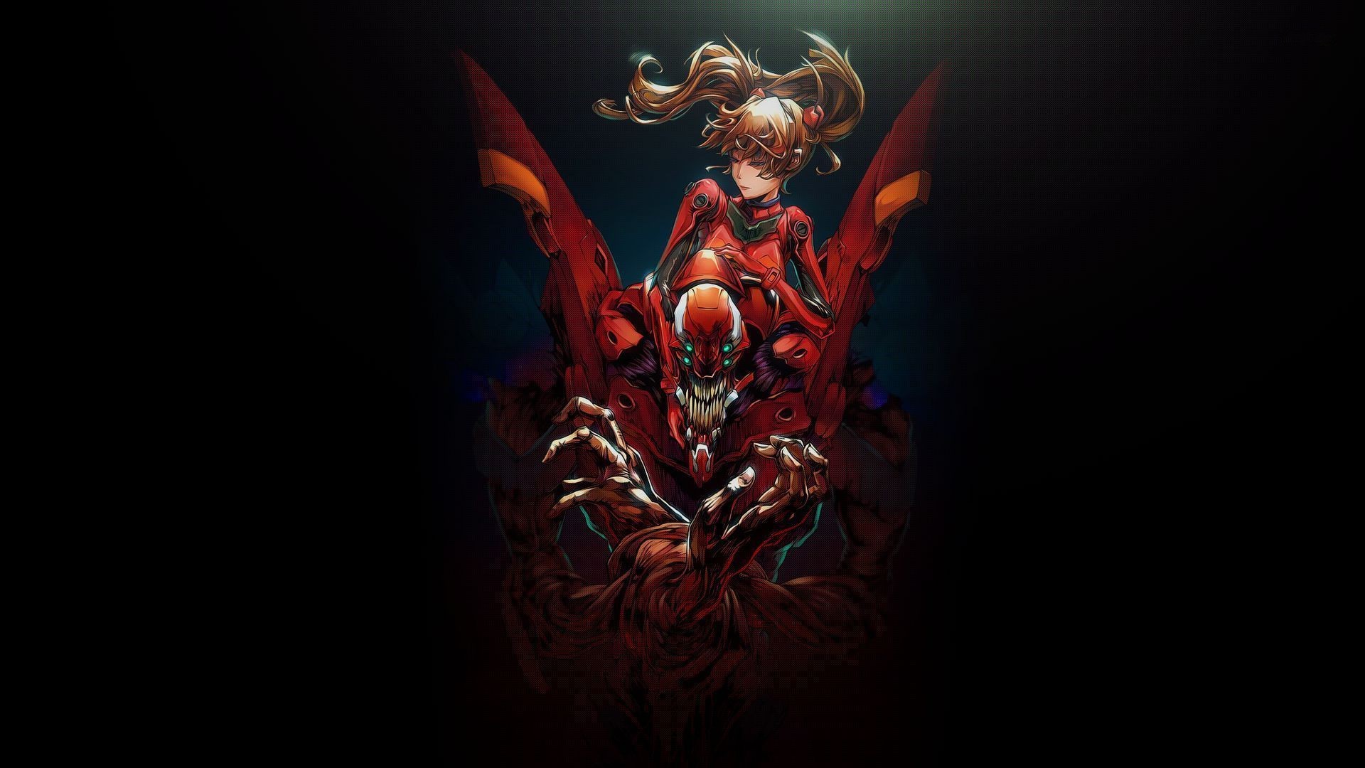 Asuka Langley Soryu and EVA Unit 02 HD Wallpaper