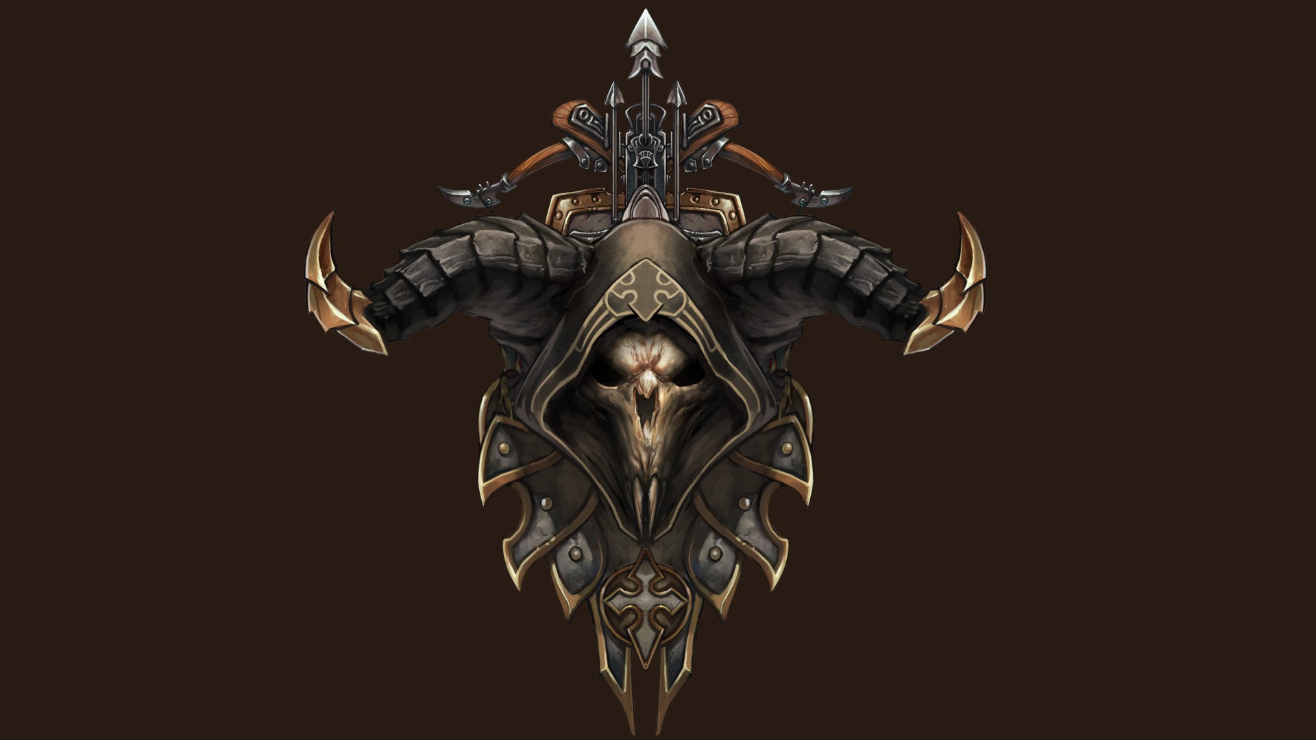 Diablo III Skull Hooded Figure with Crossbow HD Wallpaper