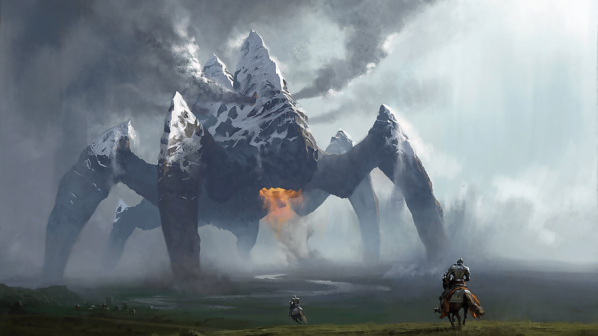 Rift Online: Mountain creature with knights HD Wallpaper