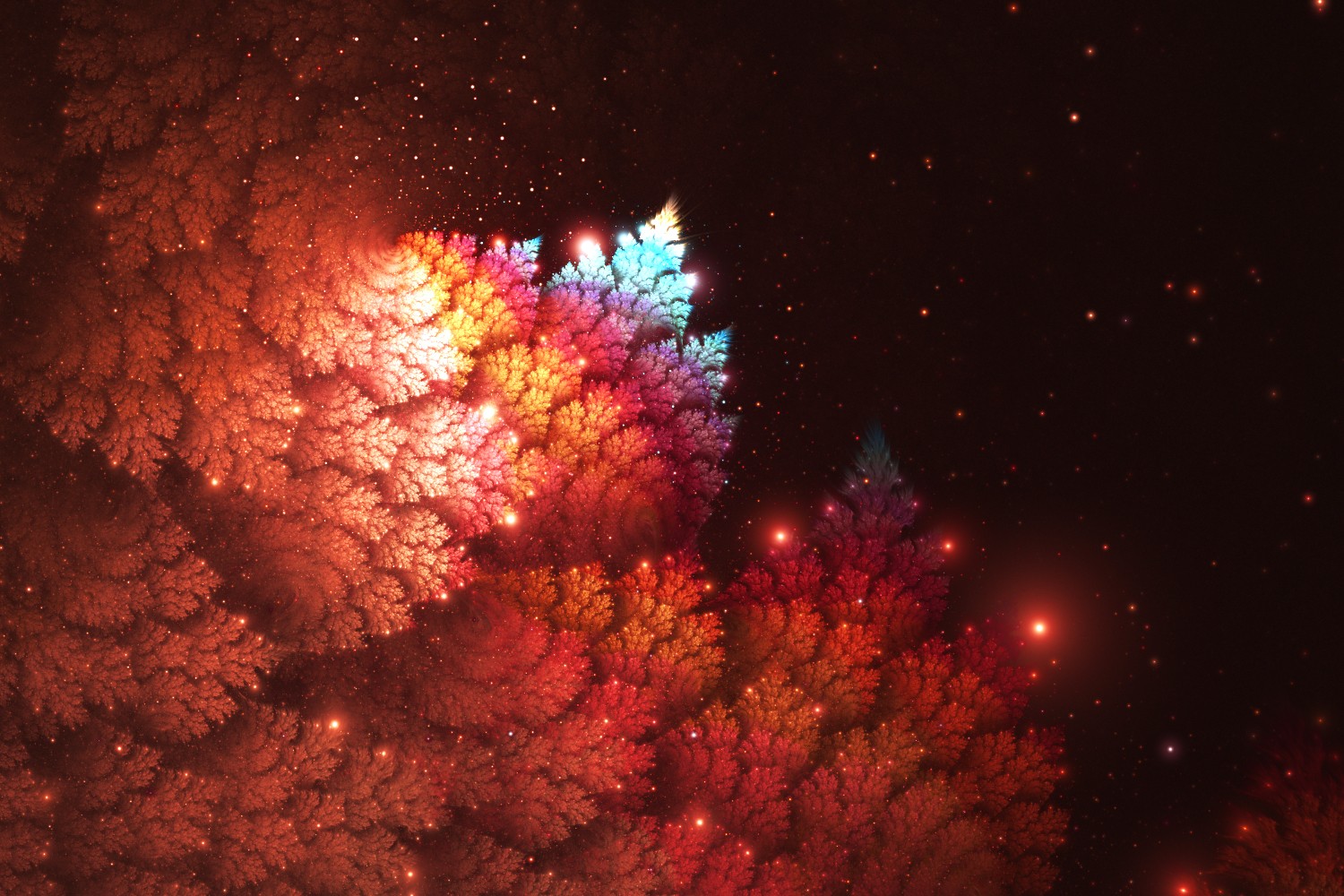Abstract fractal with glowing red and blue elements HD Wallpaper
