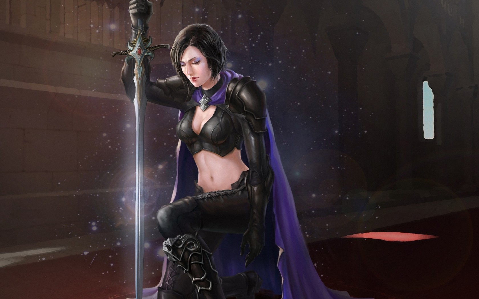 Fantasy art of a warrior with a sword HD Wallpaper