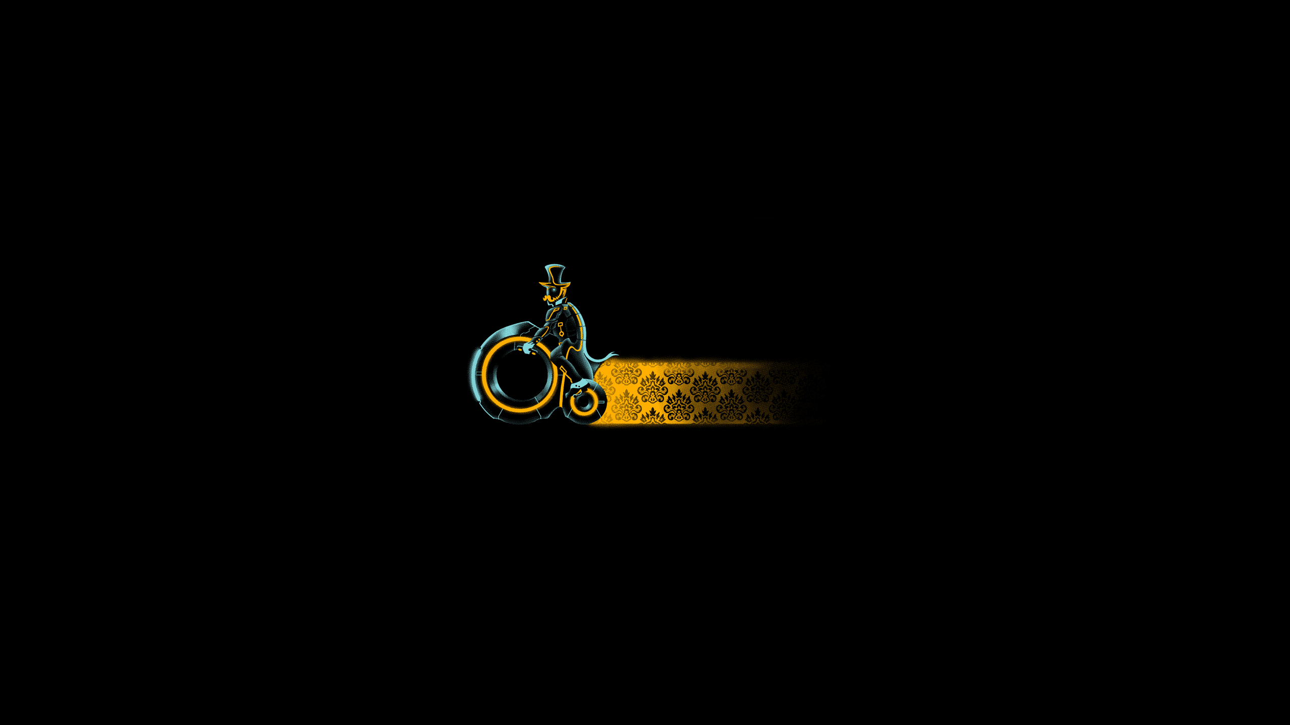 Steampunk character on a Tron Light Cycle HD Wallpaper
