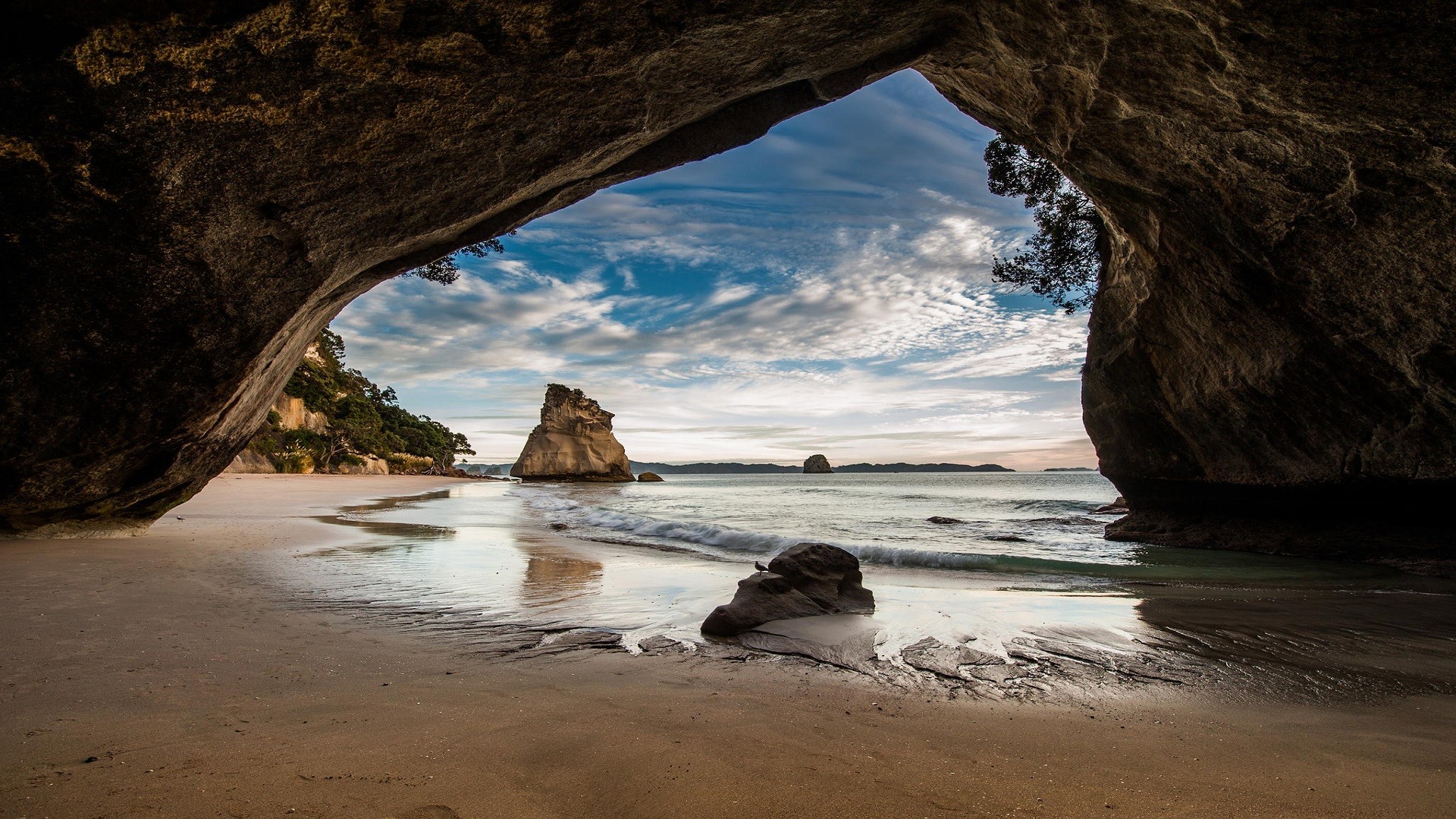 cathedral cove New Zealand HD Wallpaper