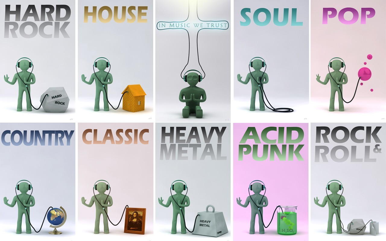 Music Genres Represented by Clay Figures HD Wallpaper