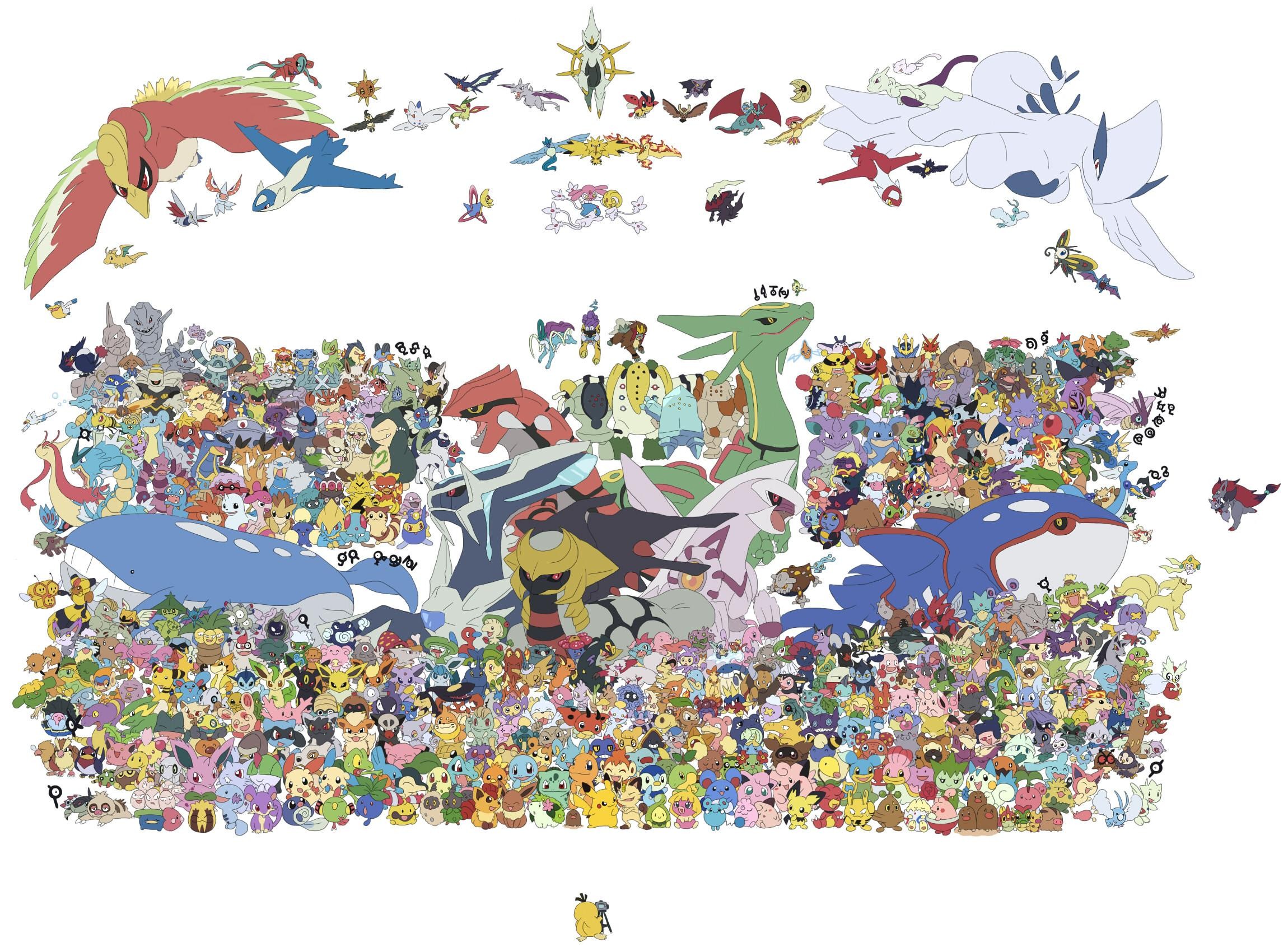 A large collection of Pokémon characters HD Wallpaper