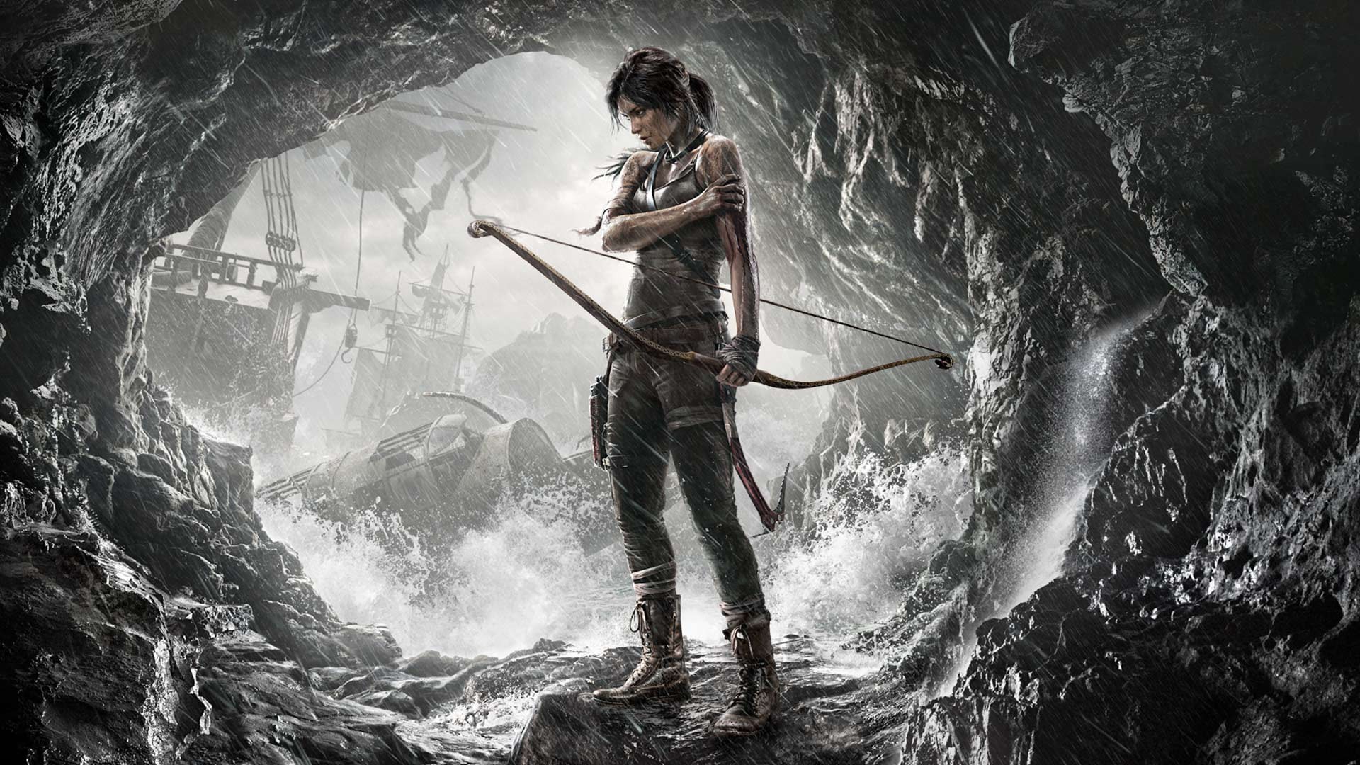 Lara Croft with bow and arrow in Tomb Raider HD Wallpaper