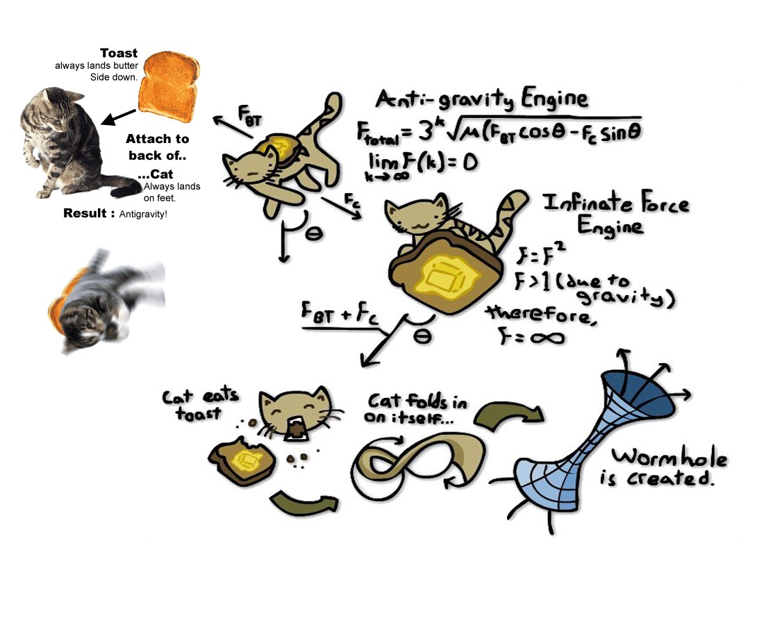 Cat and toast physics experiment creating a wormhole HD Wallpaper