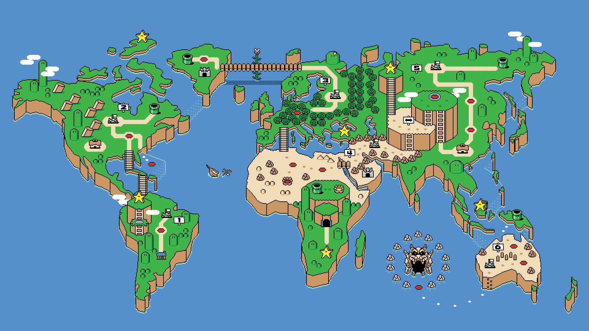 Super Mario World Map Fan Art HD Wallpaper