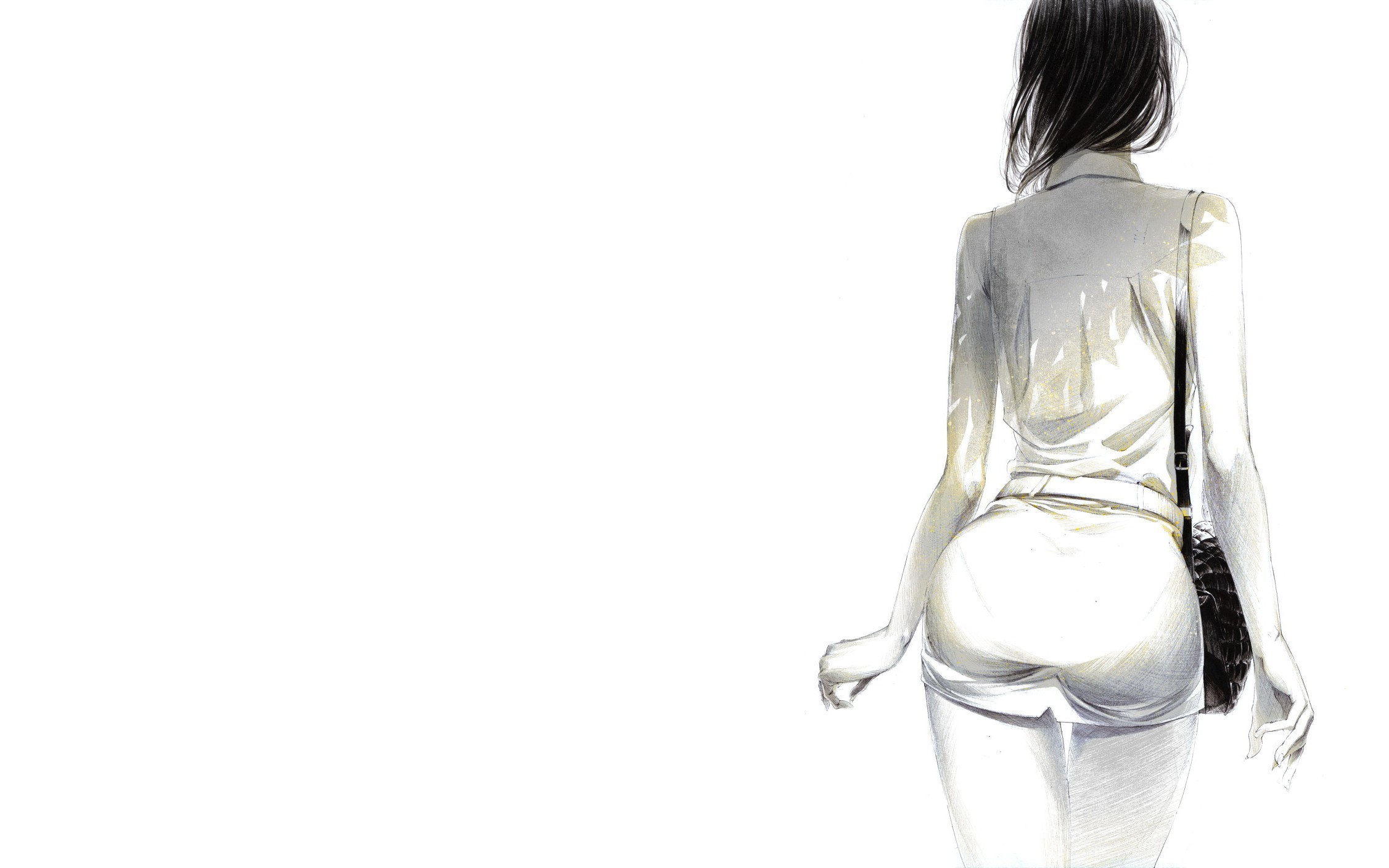 Artwork of a woman from behind HD Wallpaper