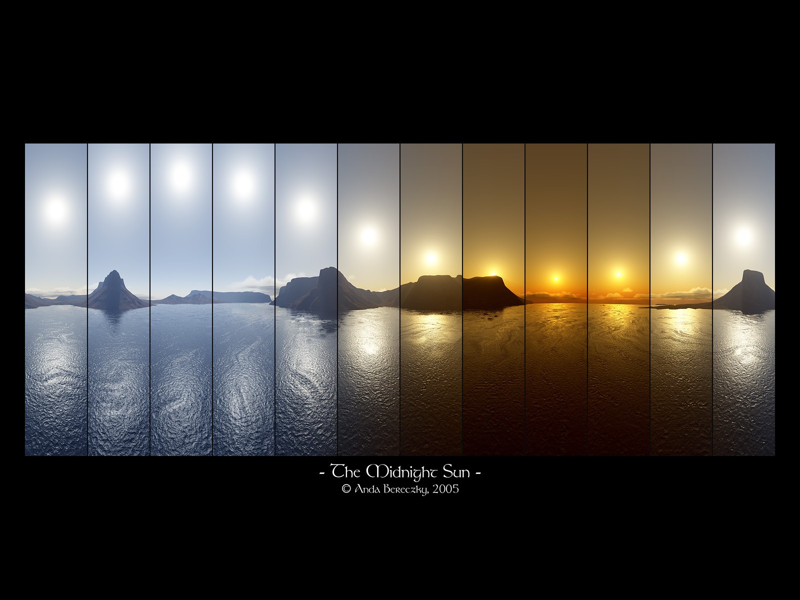 The Midnight Sun: A Time Spectrum of a Lake and Mountains HD Wallpaper