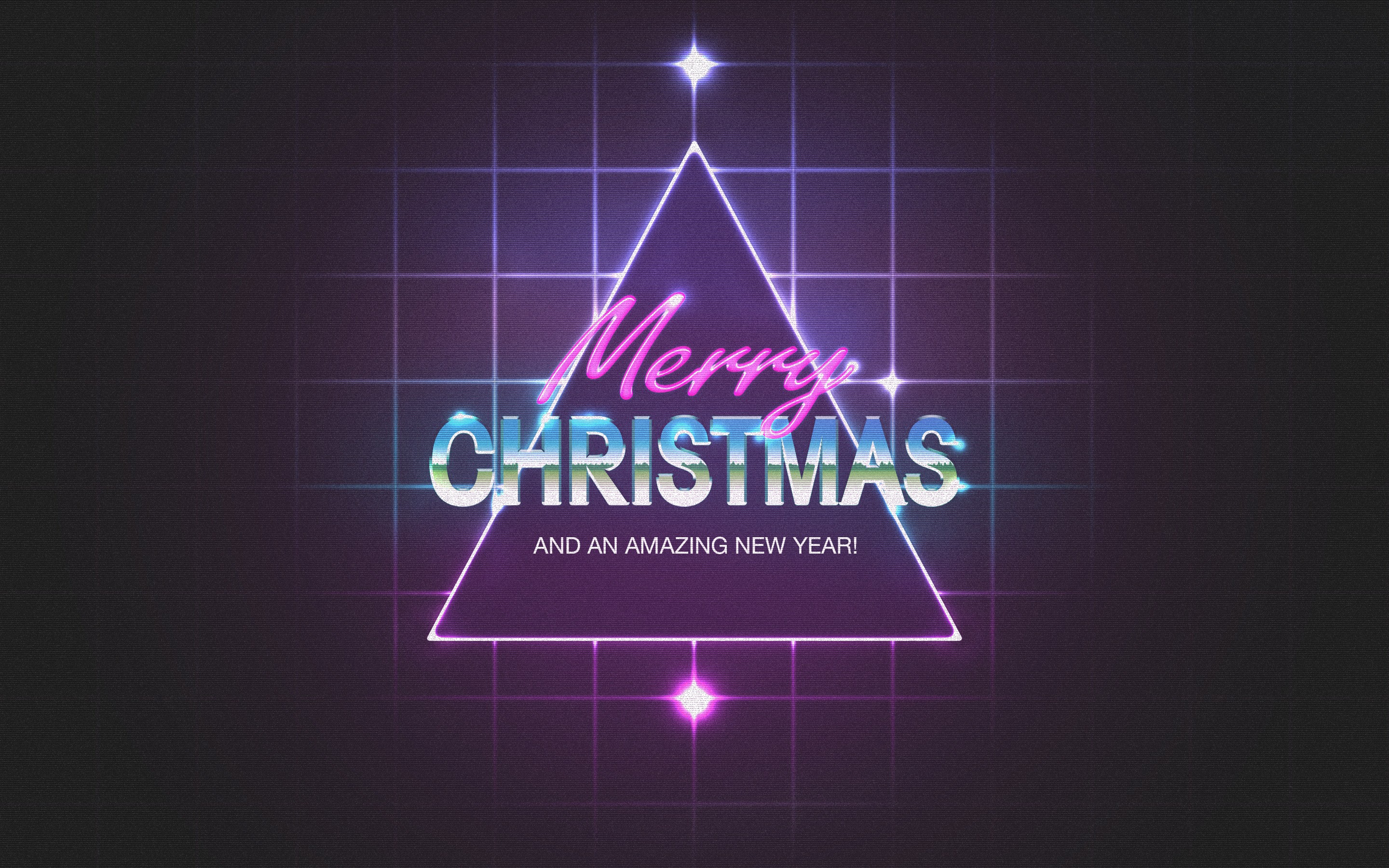 Merry Christmas and an Amazing New Year Neon Art HD Wallpaper