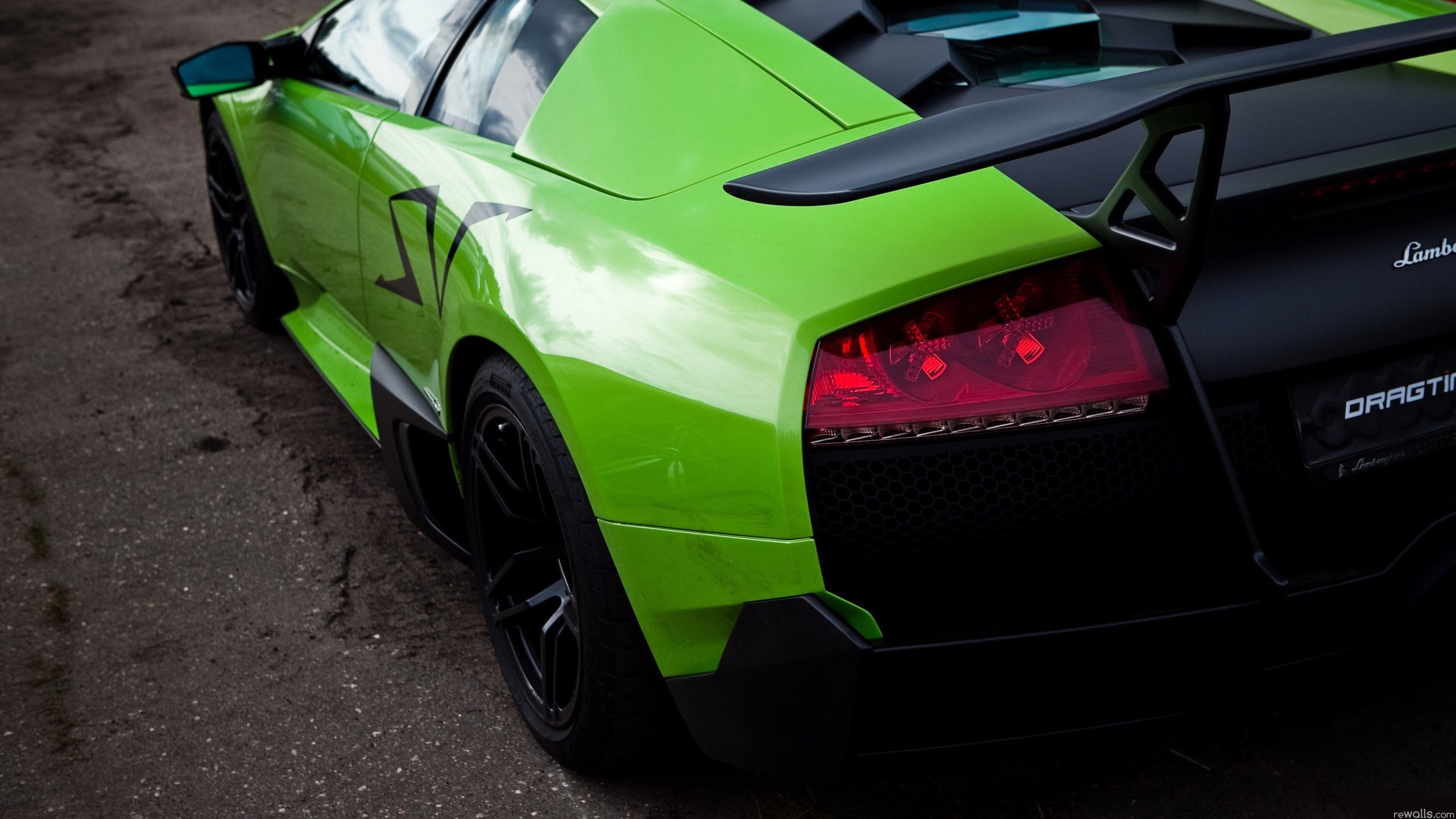 Green Lamborghini Aventador with Black Accents HD Wallpaper