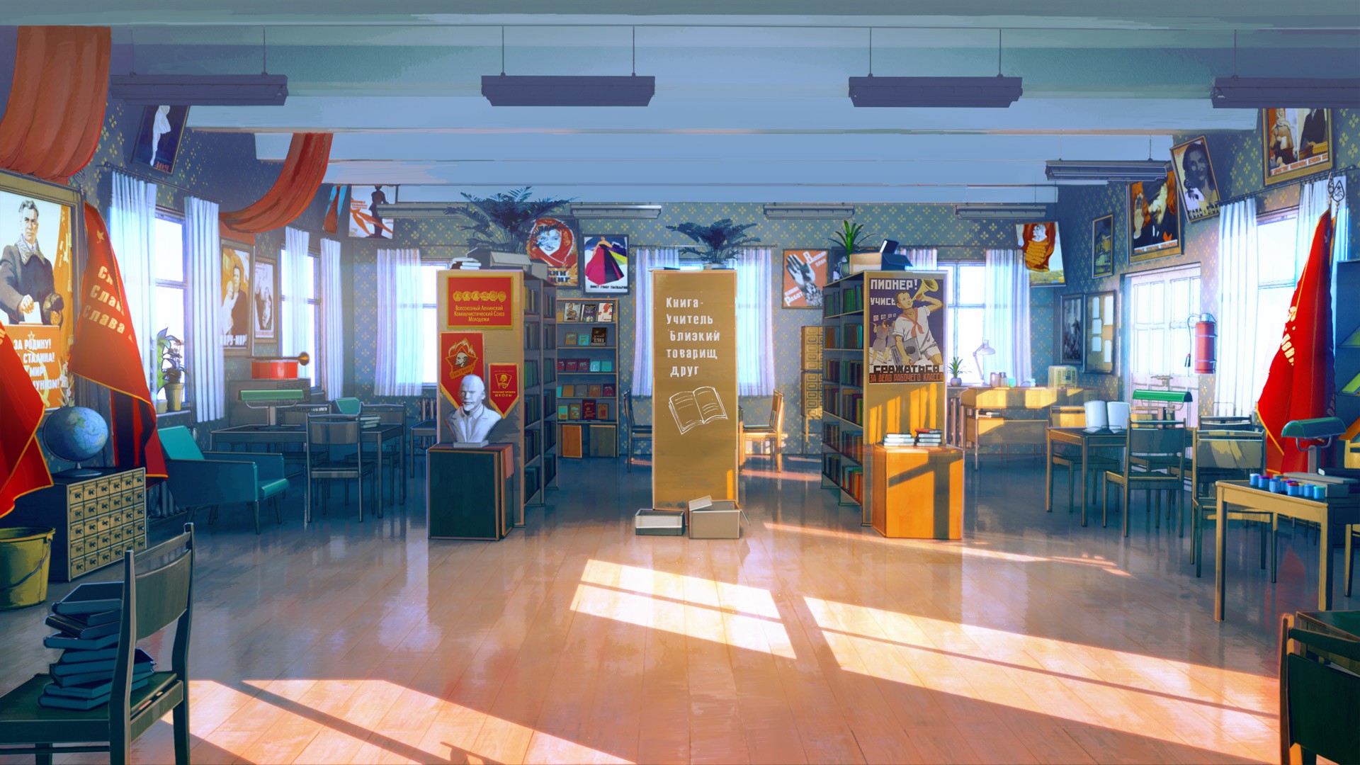 morning, library, Everlasting Summer, chair, literature HD Wallpaper