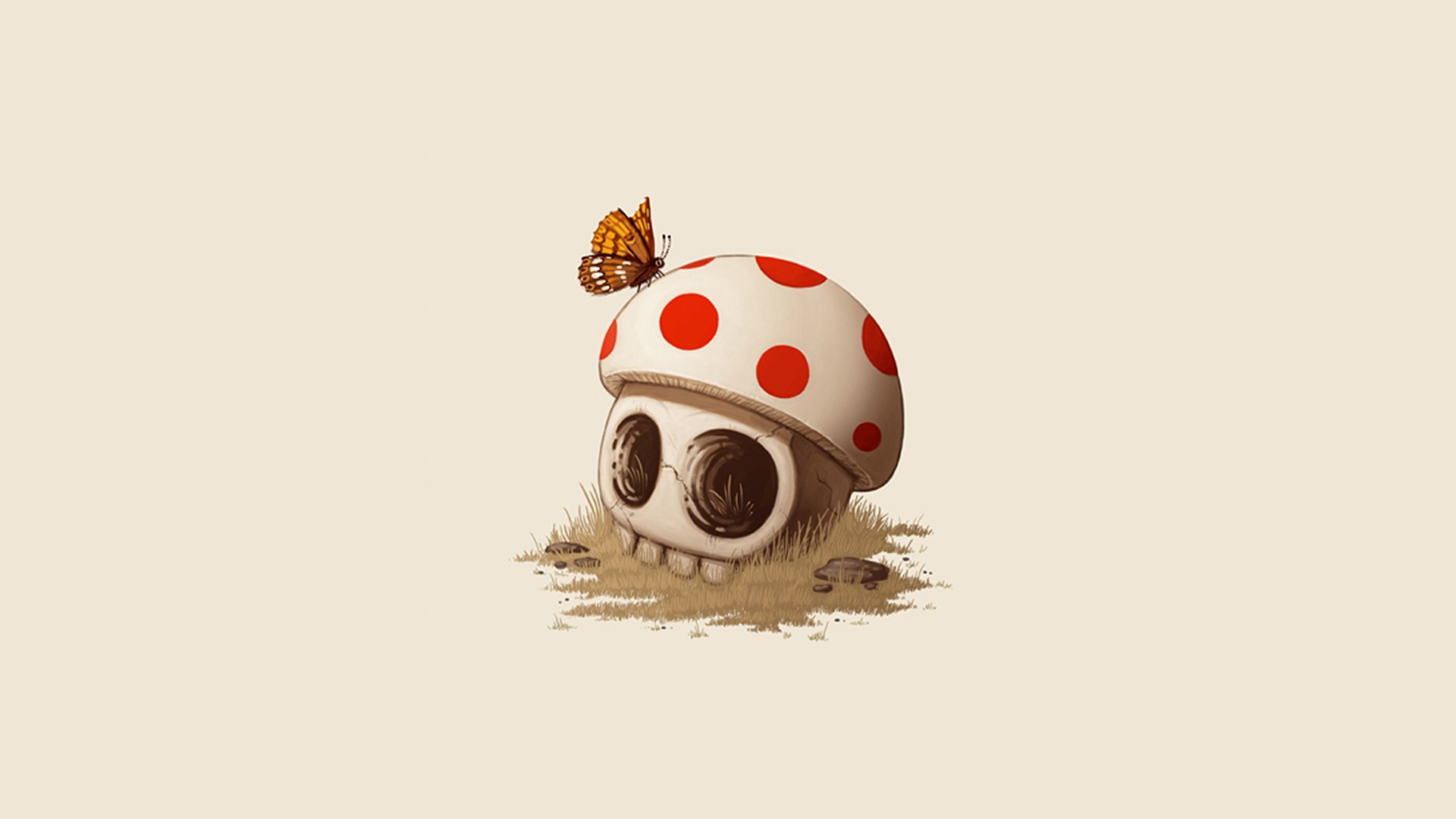 Super Mario Mushroom Skull with Butterfly Fan Art HD Wallpaper