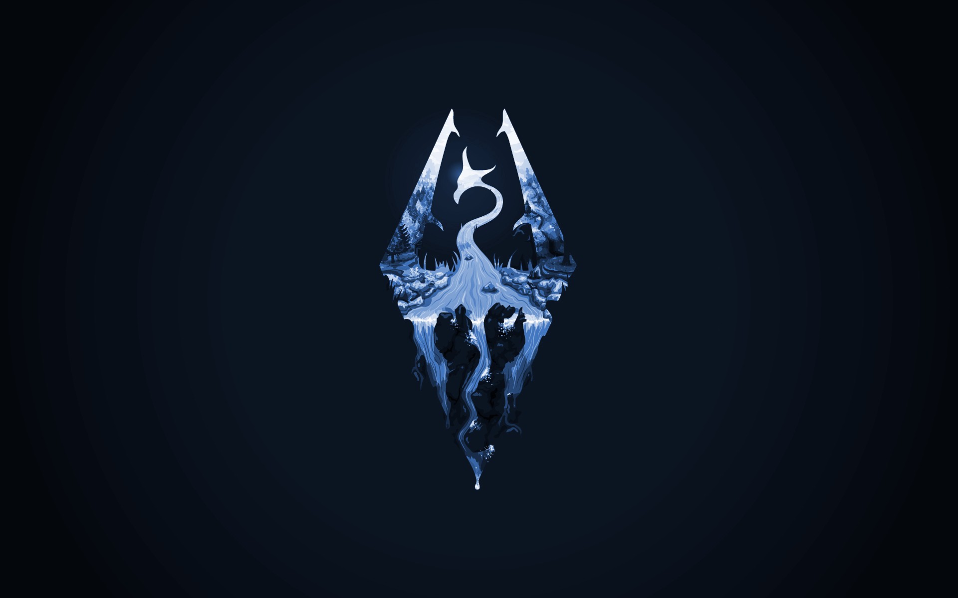 The Elder Scrolls V: Skyrim Logo with Dragon and Landscape HD Wallpaper