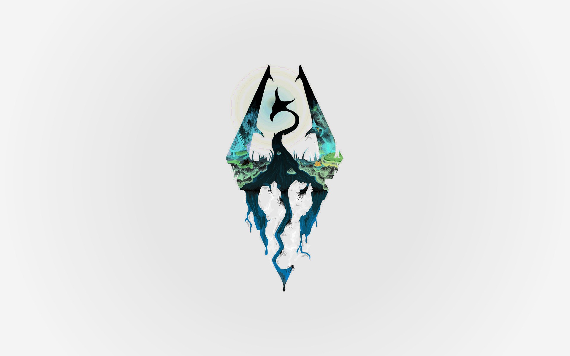 The Elder Scrolls V: Skyrim minimalist dragon logo HD Wallpaper