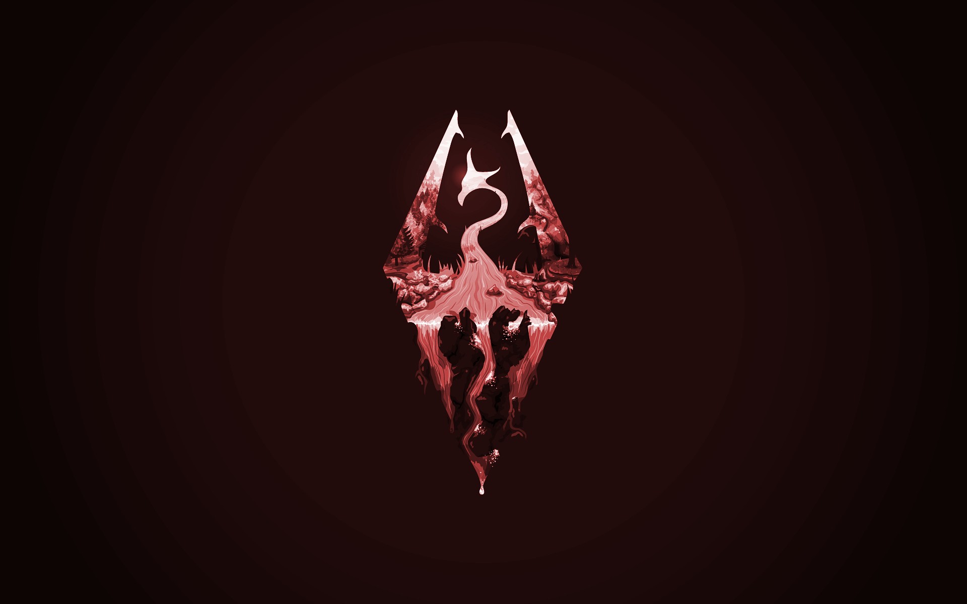 The Elder Scrolls V: Skyrim Logo with Dragon and Landscape HD Wallpaper