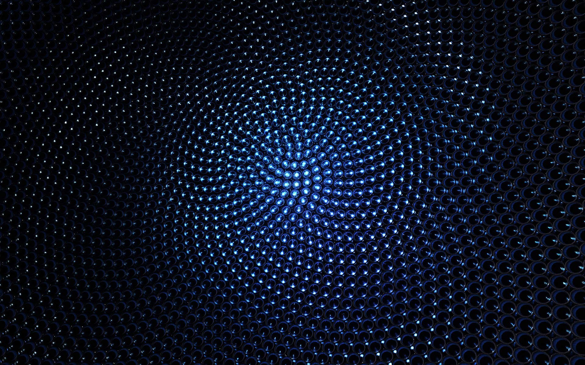 Abstract blue glowing spheres in a circular pattern HD Wallpaper