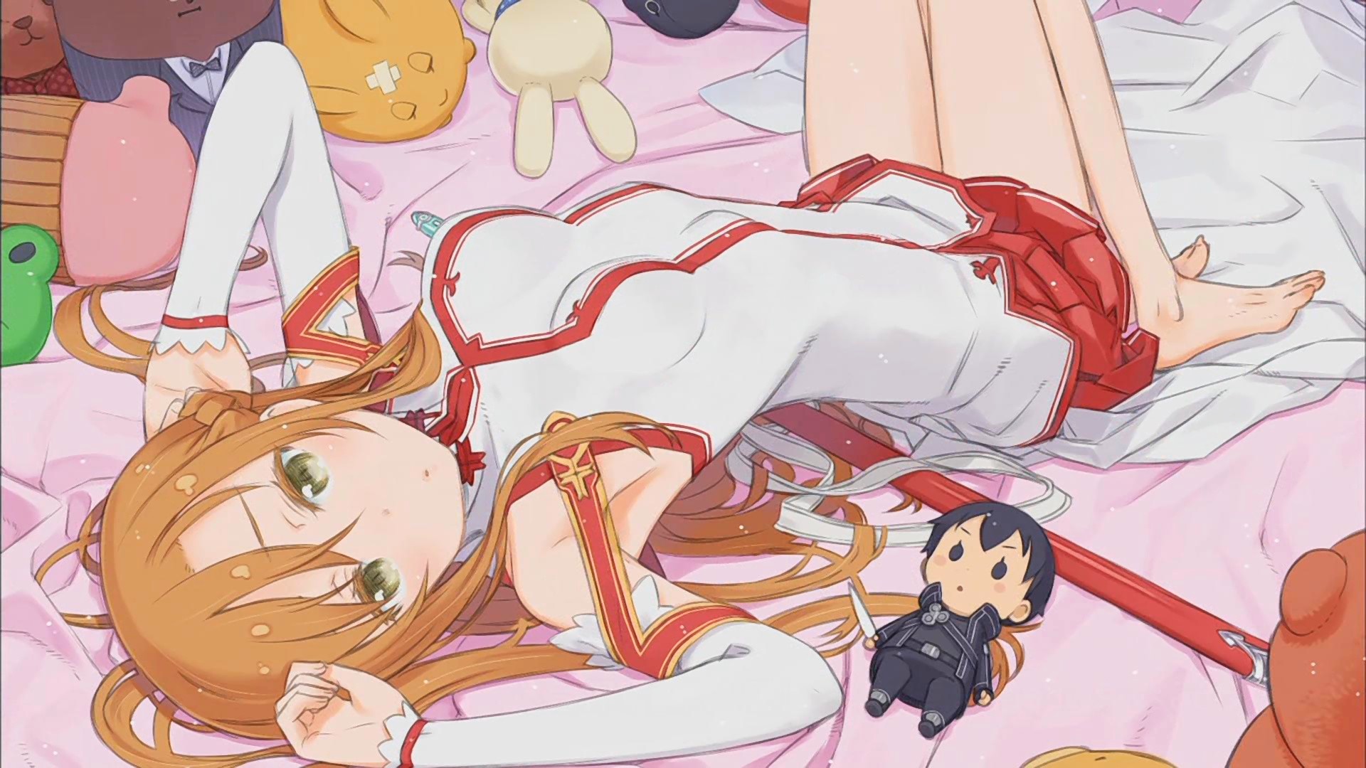 Asuna Yuuki from Sword Art Online lying down HD Wallpaper