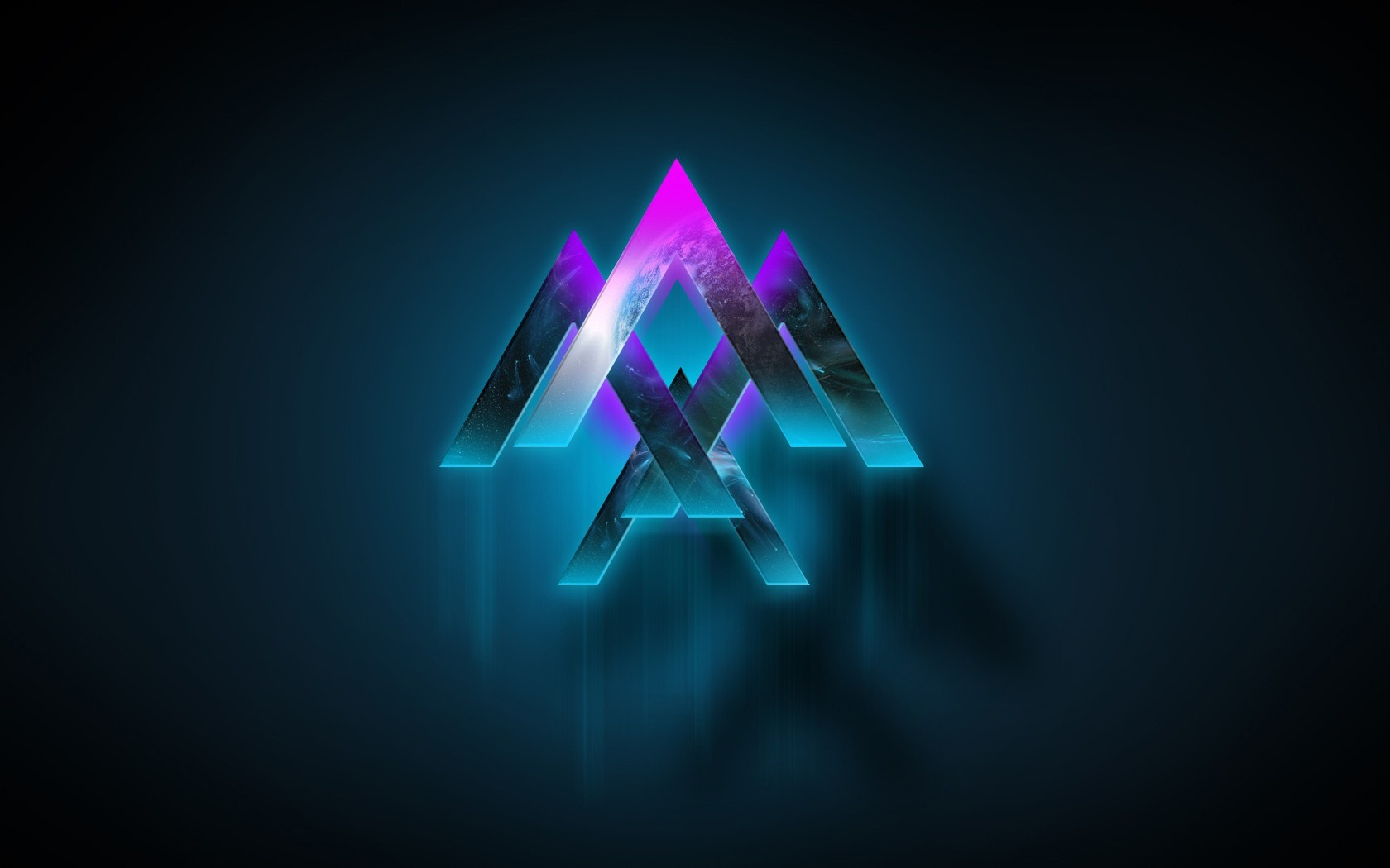 Abstract geometric shapes with neon glow HD Wallpaper