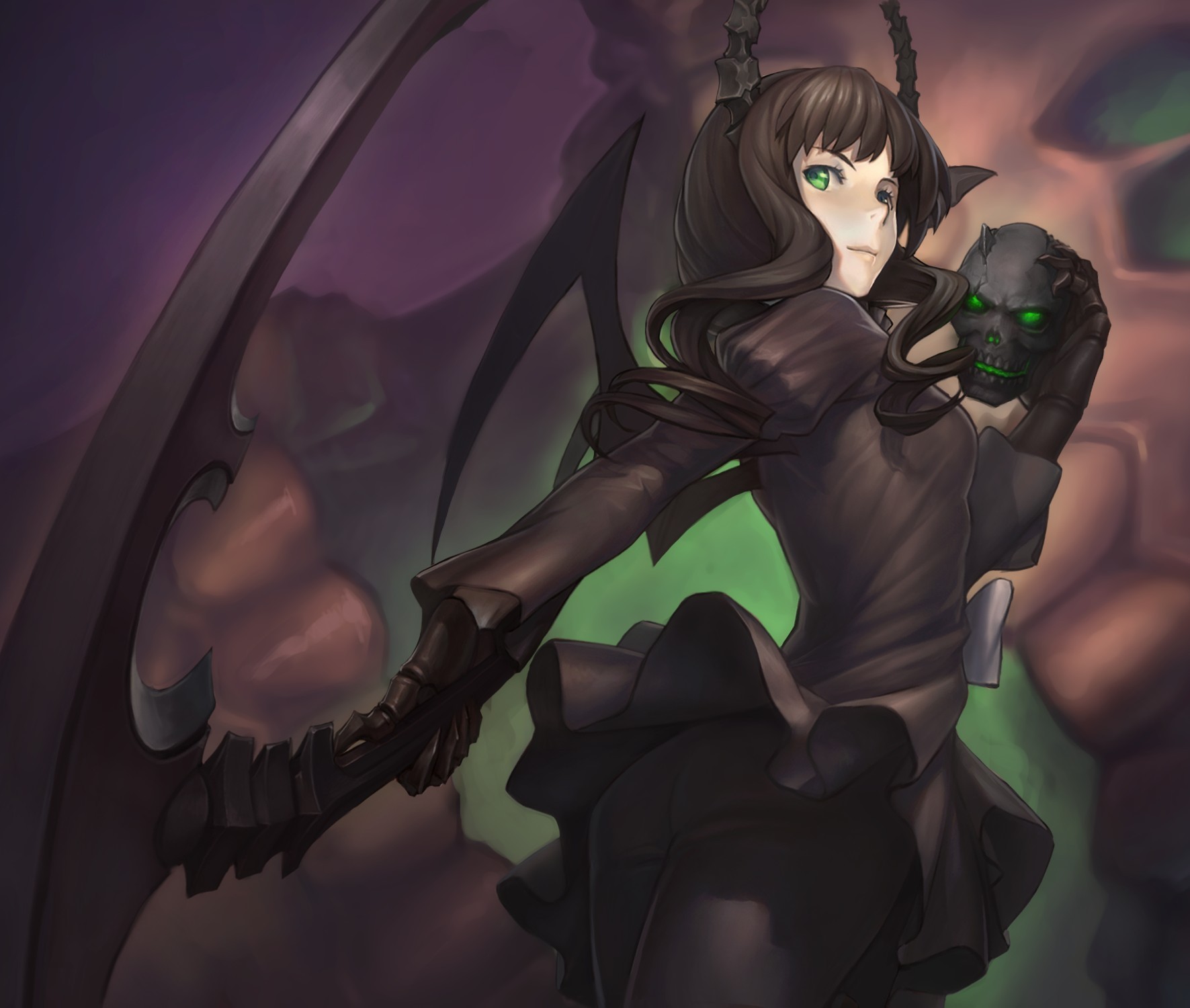 Dead Master holding a skull with a scythe HD Wallpaper